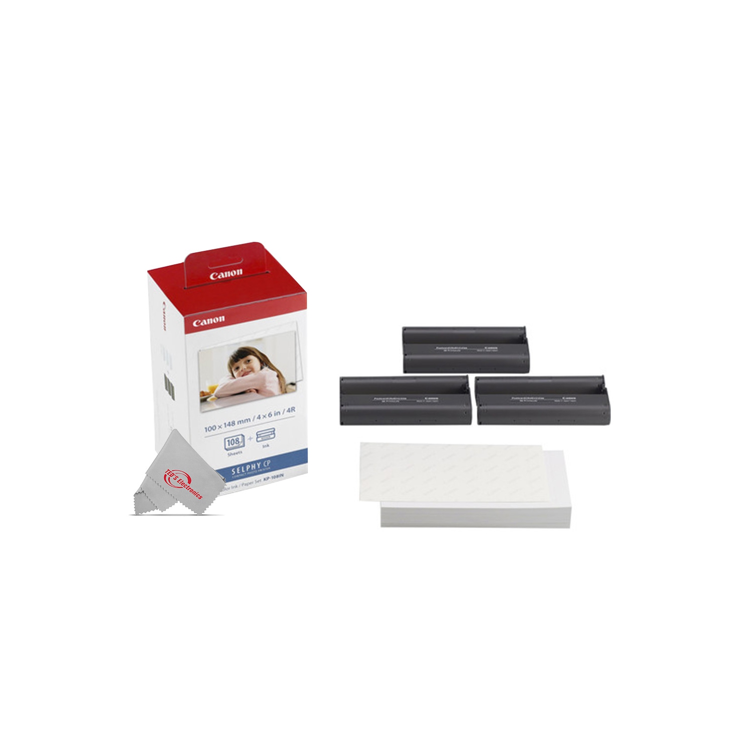 Canon SELPHY CP1500 Compact Photo Printer Black + 3x KP-108IN Paper Set 3115B001