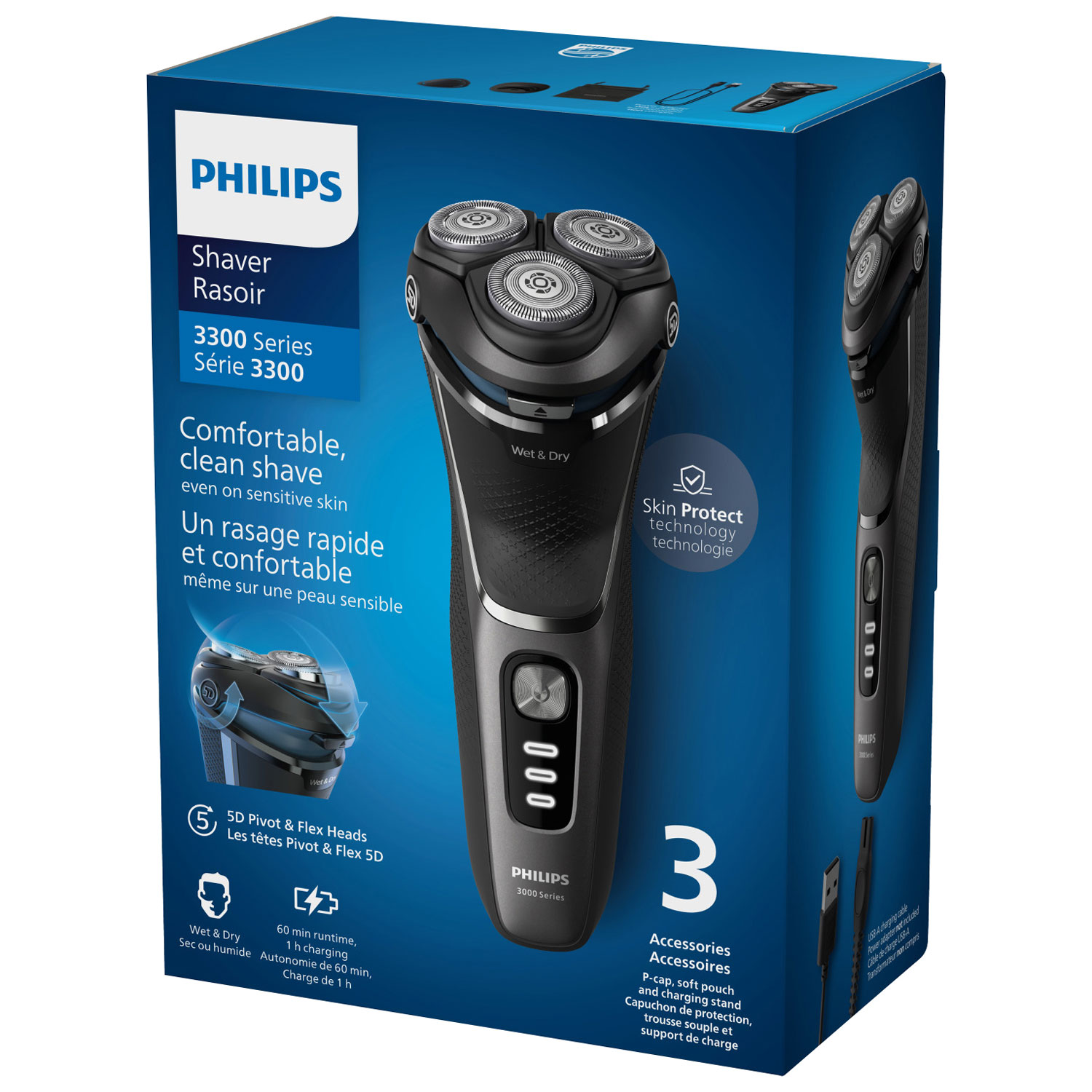 Philips Series 3300 Wet & Dry Electric Shaver - Dark Black