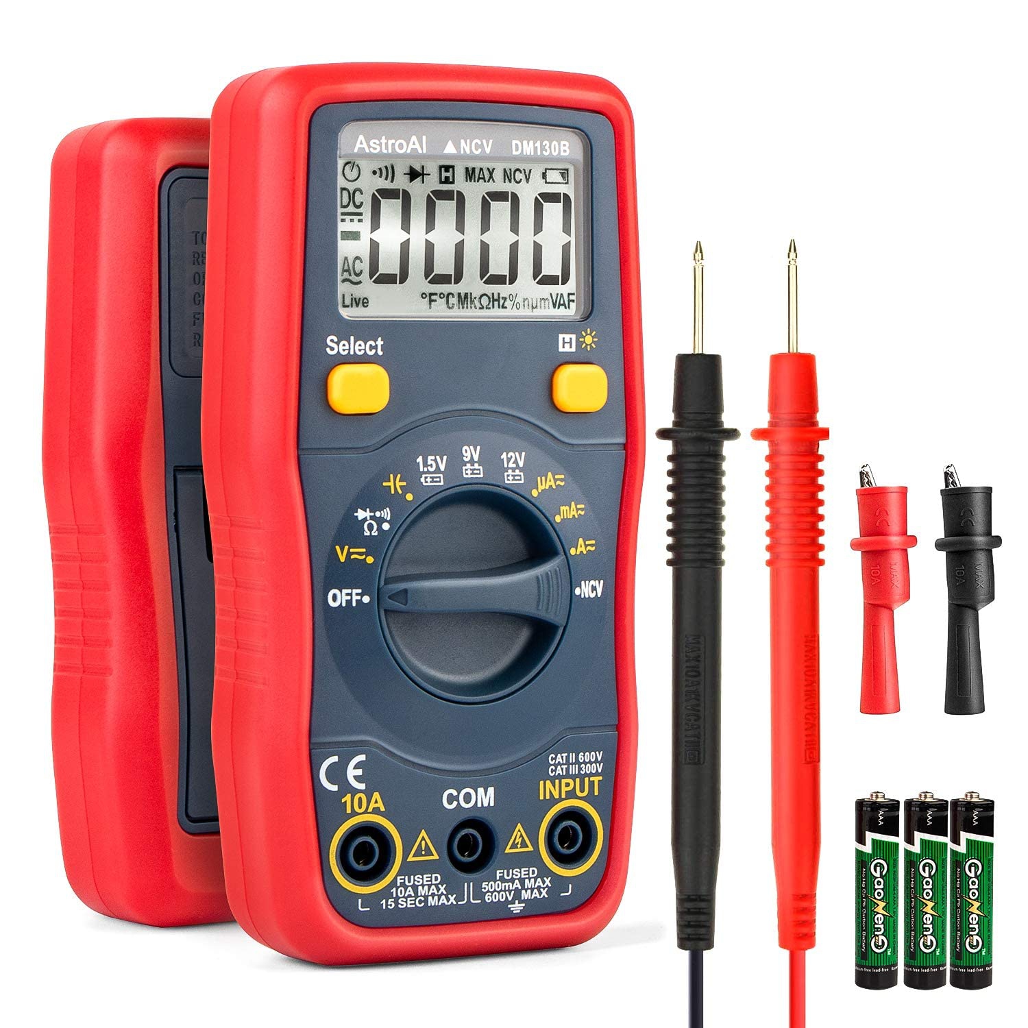 Digital Multimeter 4000 Counts Voltmeter 1.5v/9v/12v Battery Voltage Tester Auto-Ranging/Ohmmeter/DMM Non-Contact Voltage Function, Accurately