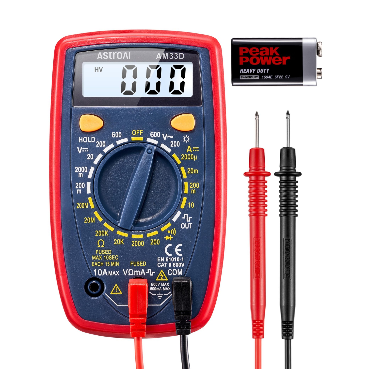 Multimeter 2000 Counts Digital Multimeter with DC AC Voltmeter and Ohm Volt Amp Tester ; Measures Voltage, Current, Resistance; Tests Live Wire,