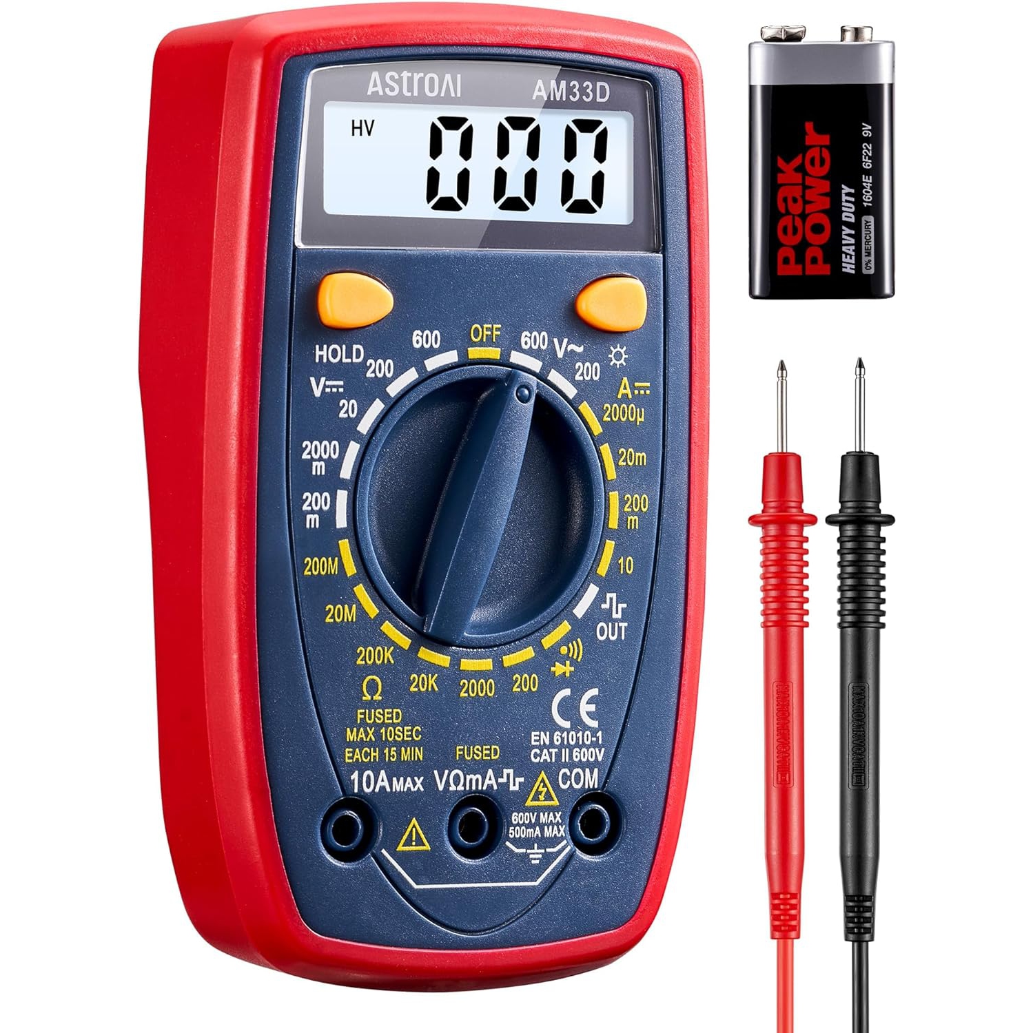 Multimeter 2000 Counts Digital Multimeter with DC AC Voltmeter and Ohm Volt Amp Tester ; Measures Voltage, Current, Resistance; Tests Live Wire,