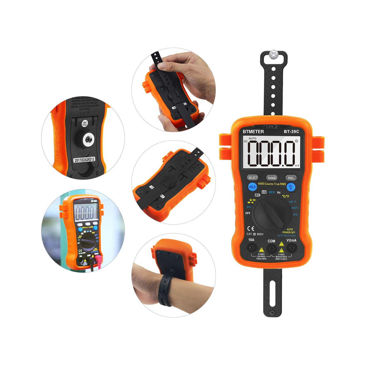 Digital Multimeter, Ammeter Volt Meter Auto Ranging TRMS 6000 Count Multi Tester Measure AC DC Voltage Current Resistance Capacitance Test Battery