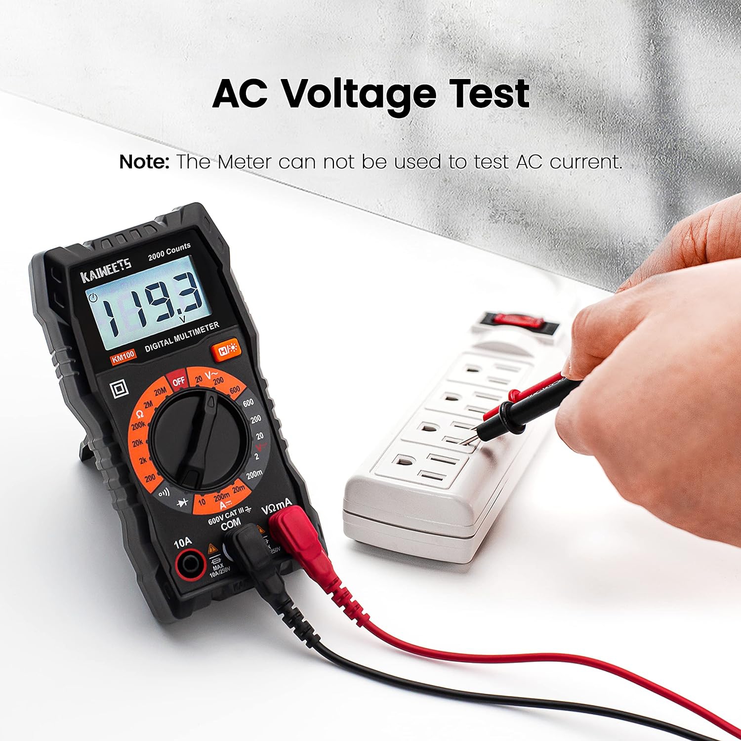 Digital Multimeter with Case, DC AC Voltmeter, Ohm Volt Amp Test Meter and Continuity Test Diode Voltage Tester for Household Outlet, Automotive