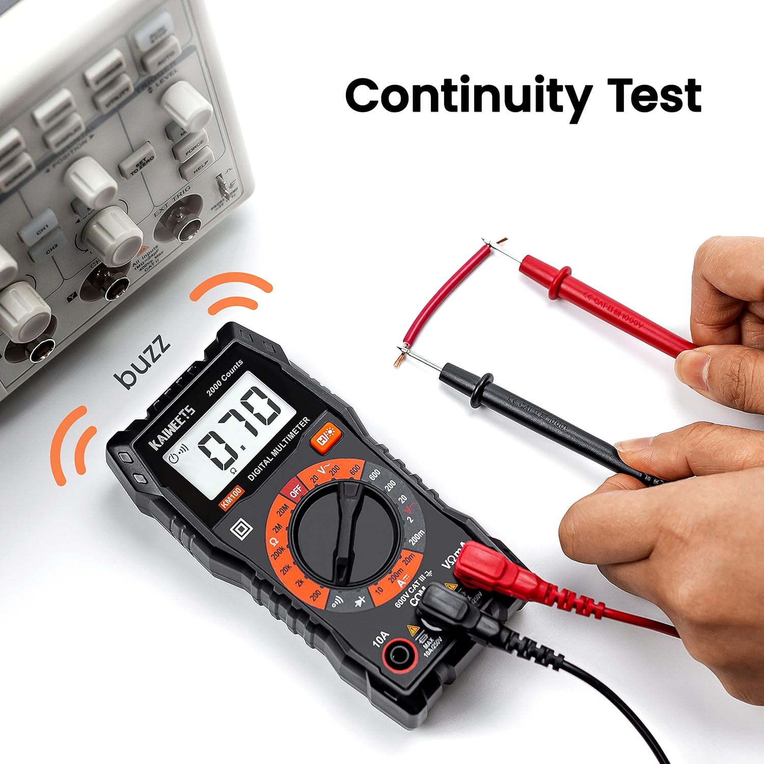 Digital Multimeter with Case, DC AC Voltmeter, Ohm Volt Amp Test Meter and Continuity Test Diode Voltage Tester for Household Outlet, Automotive