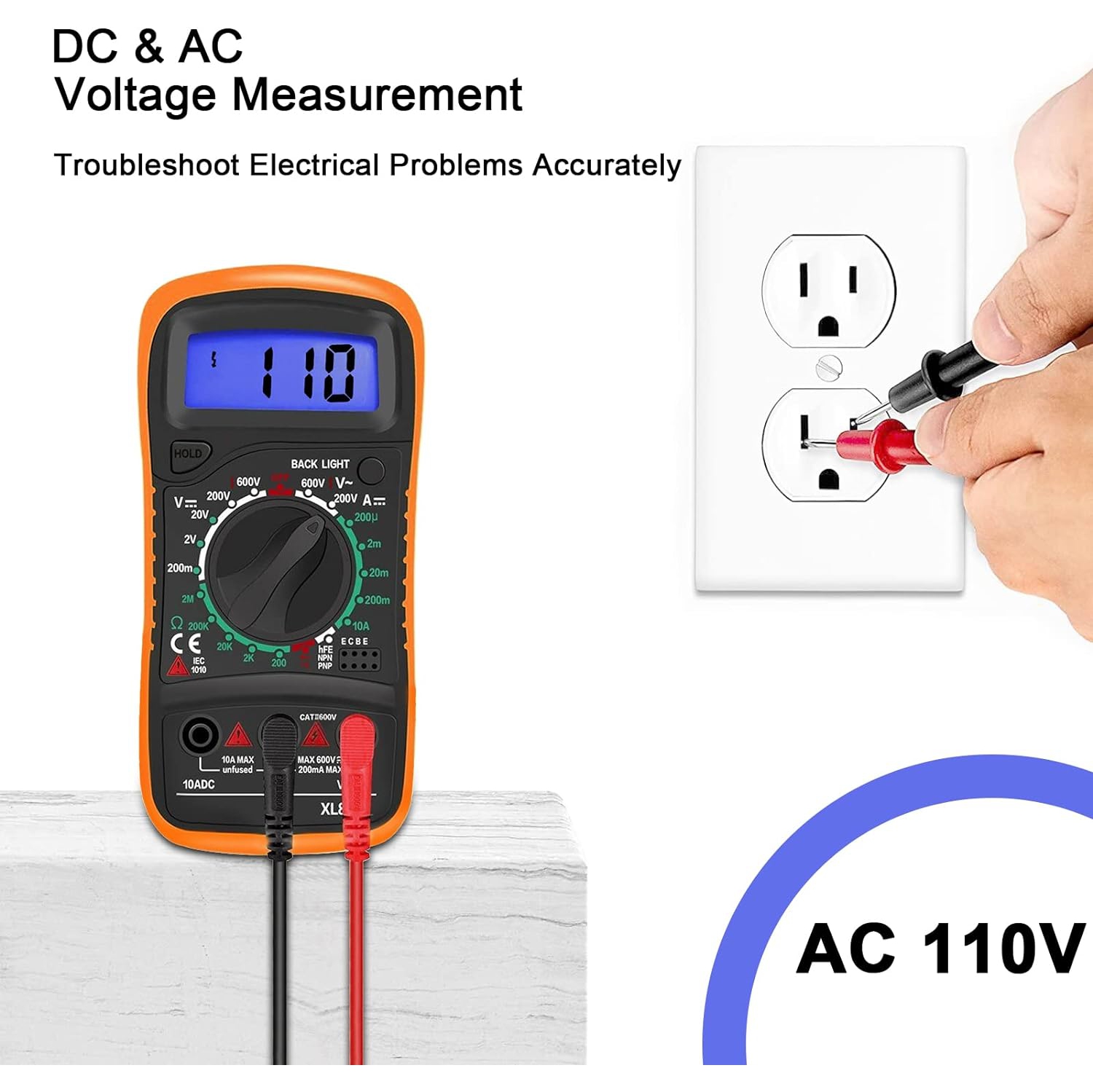 Digital Multimeter Voltmeter Battery Voltage Multi Tester AC DC Volt OHM Amp Current Meter Circuit Continuity Resistance Diode Electrical Tester with