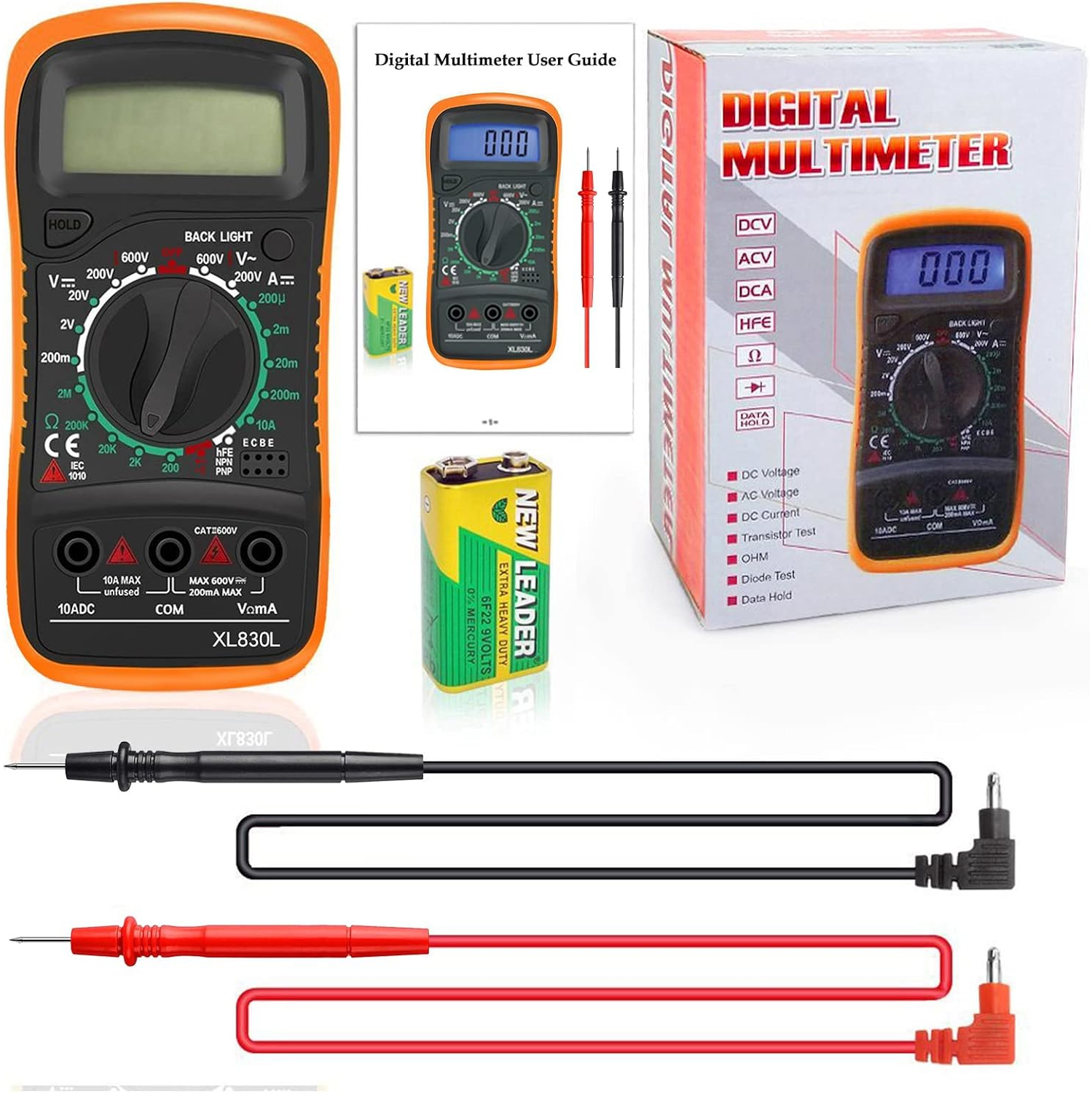 Digital Multimeter Voltmeter Battery Voltage Multi Tester AC DC Volt OHM Amp Current Meter Circuit Continuity Resistance Diode Electrical Tester with