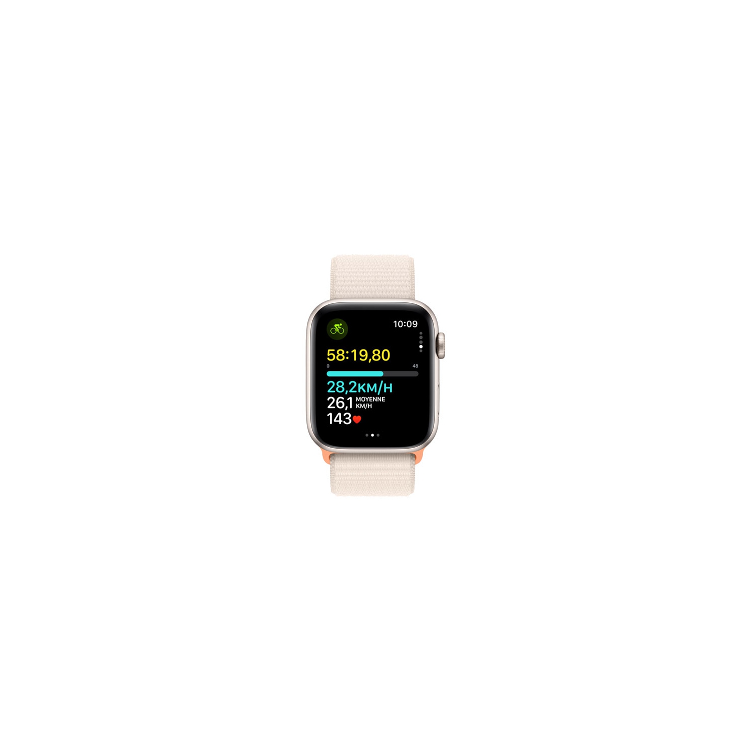 Boîte ouverte - Apple Watch SE 44 mm avec boîtier en aluminium comète et bracelet sport comète