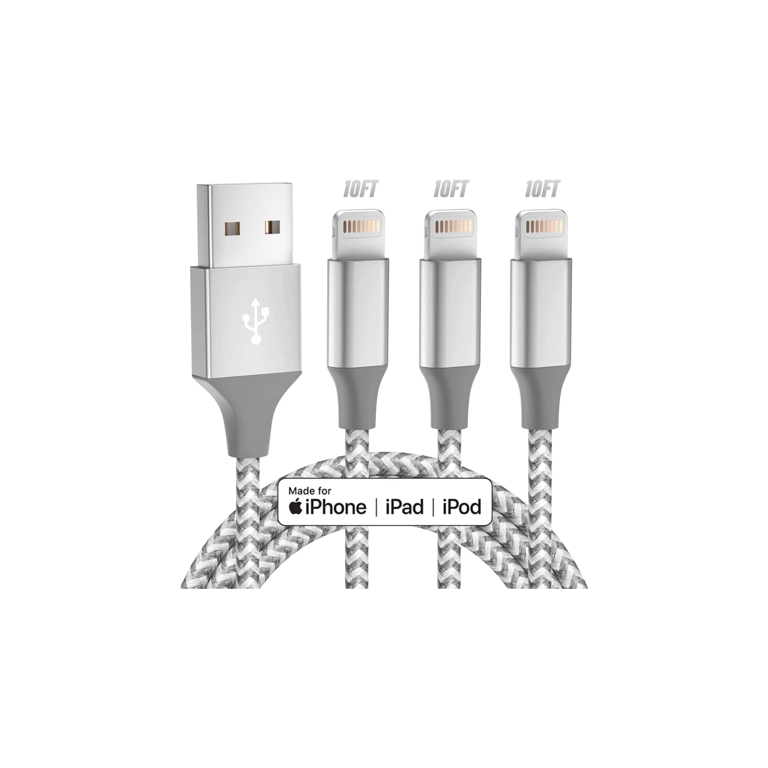 Apple MFi Certified iPhone Charger - 3-Pack 10FT Long Lightning Cable for Fast Charging & High-Speed Data Sync. Compatible with iPhone 13/12/11 Pro Max/XS MAX/XR/XS/X/8/7/Plus/6S.