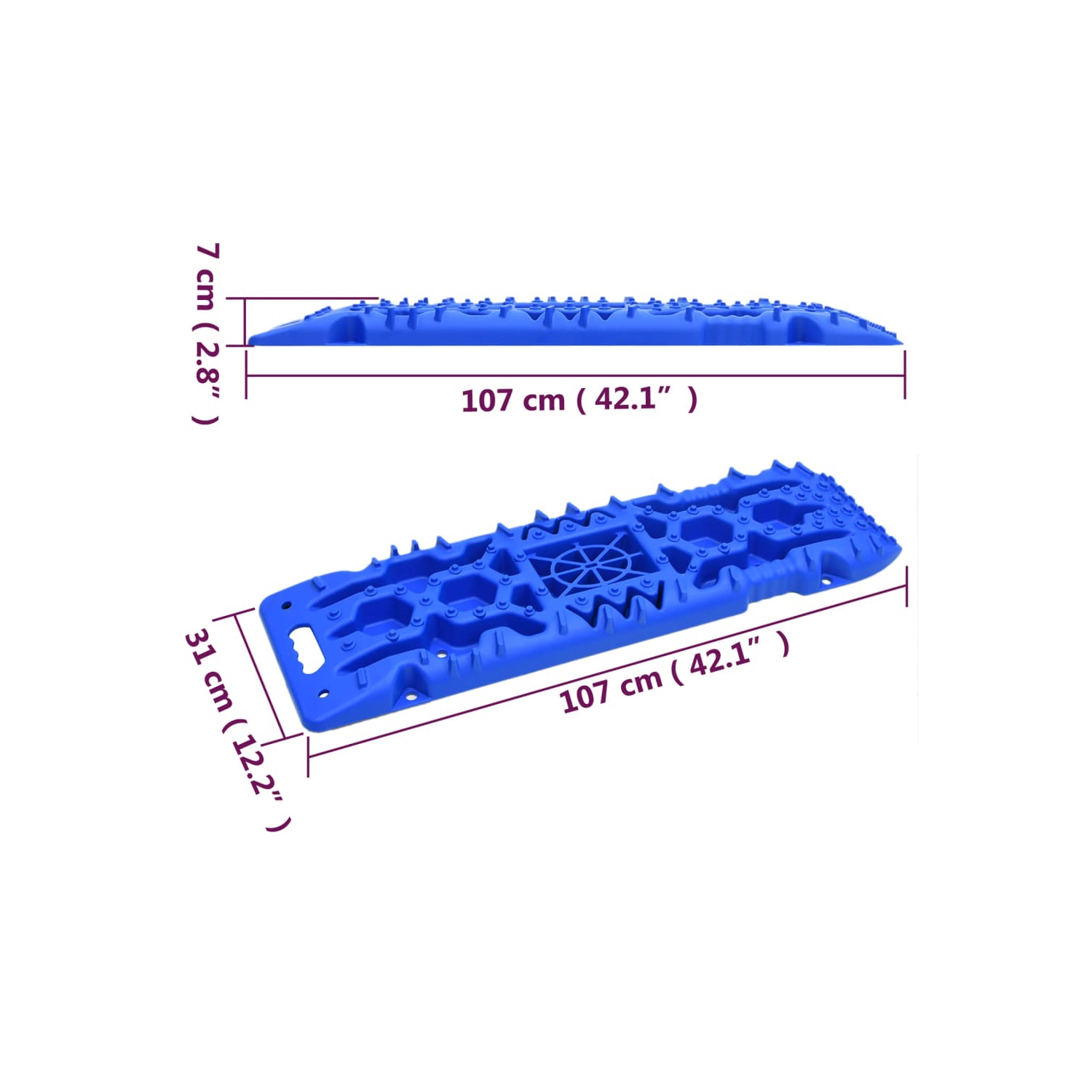 vidaXL Traction Boards 2 pcs Blue 107x31x7 cm Nylon