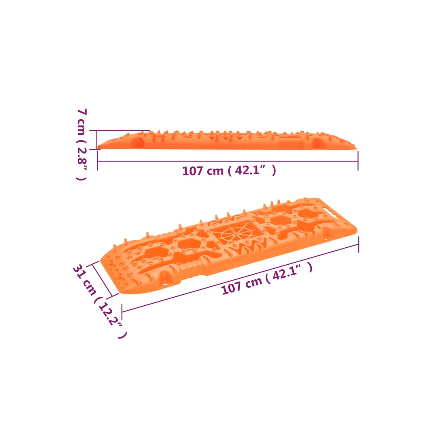 vidaXL Traction Boards 2 pcs Orange 107x31x7 cm Nylon