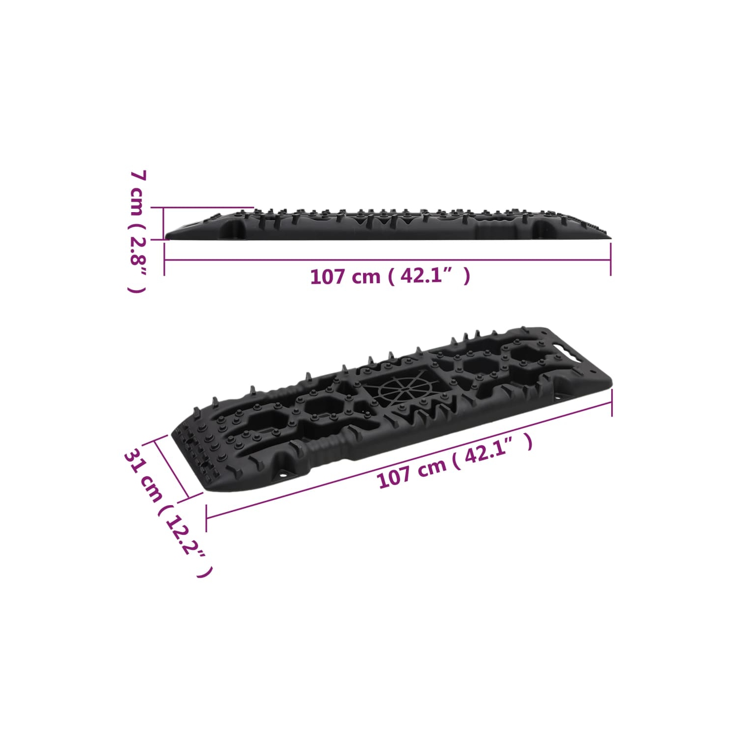 vidaXL Traction Boards 2 pcs Black 107x31x7 cm Nylon