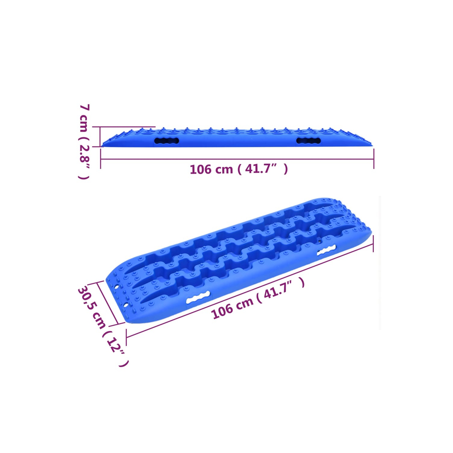 vidaXL Traction Boards 2 pcs Blue 106x30.5x7 cm Nylon