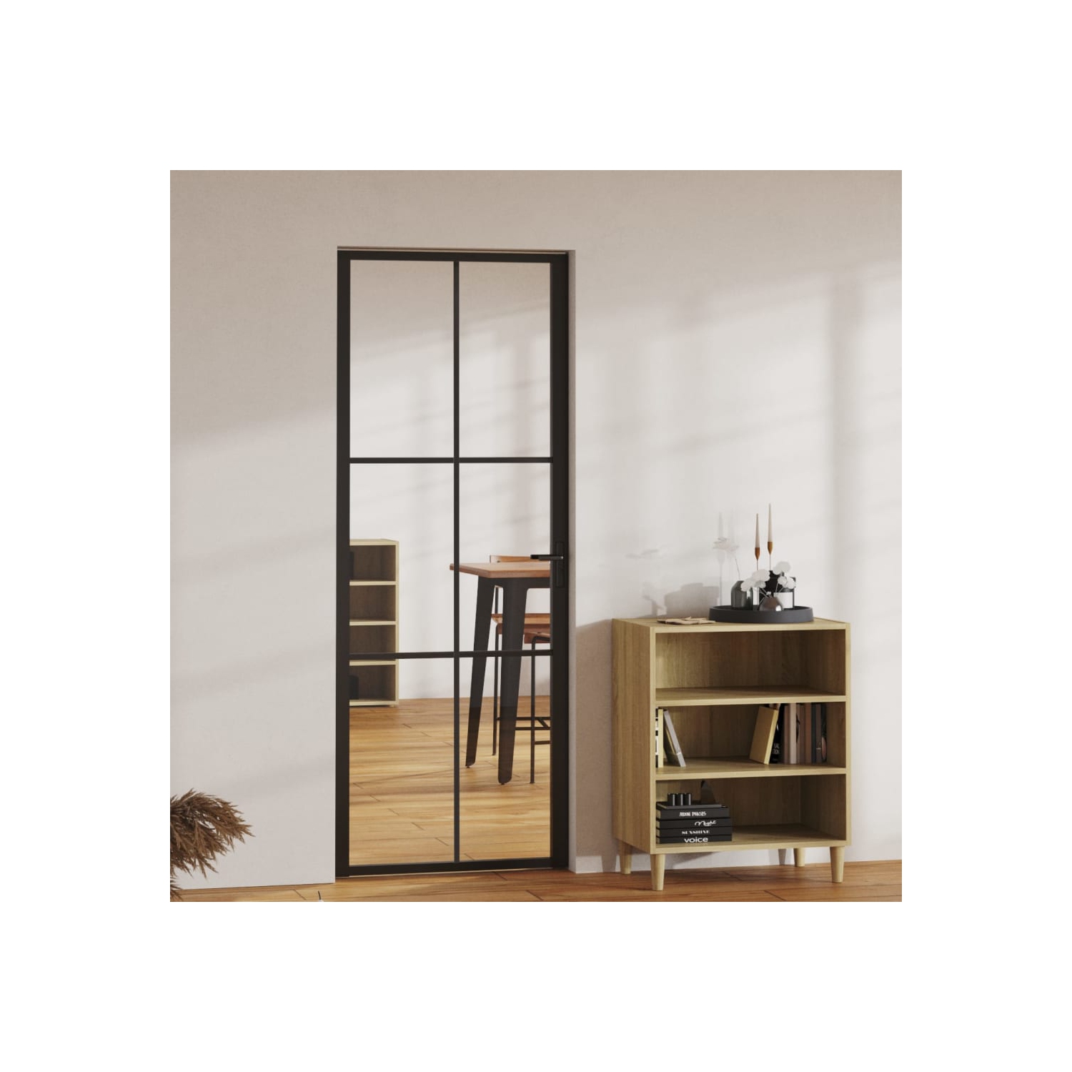 vidaXL Interior Door ESG Glass and Aluminium 76x201.5 cm Black