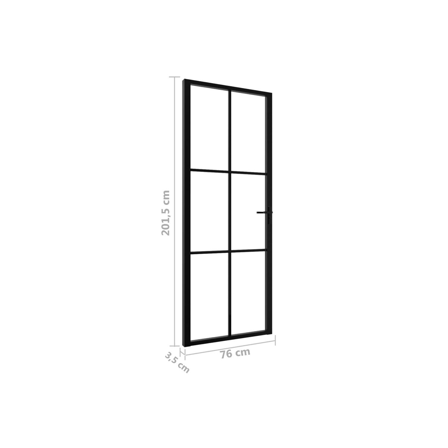 vidaXL Interior Door ESG Glass and Aluminium 76x201.5 cm Black
