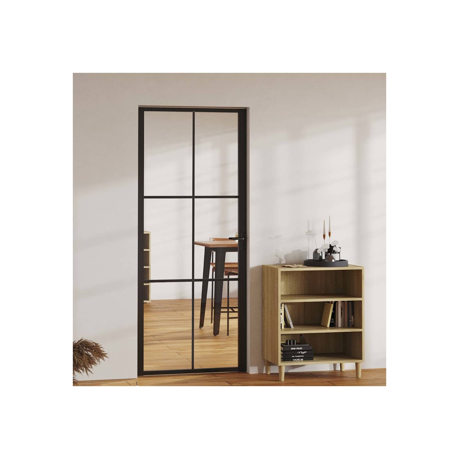 vidaXL Interior Door ESG Glass and Aluminium 83x201.5 cm Black