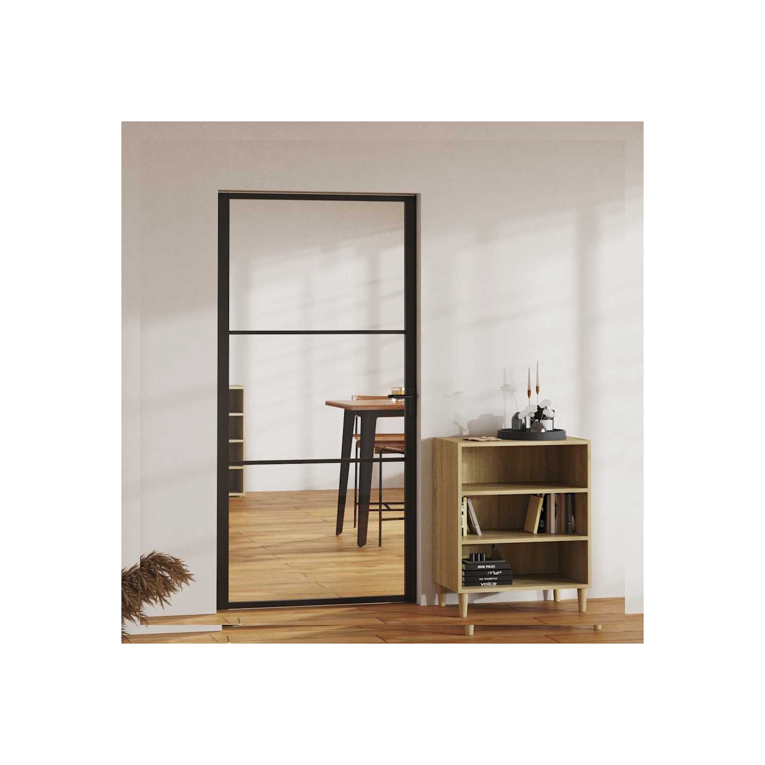 vidaXL Interior Door ESG Glass and Aluminium 102.5x201.5 cm Black