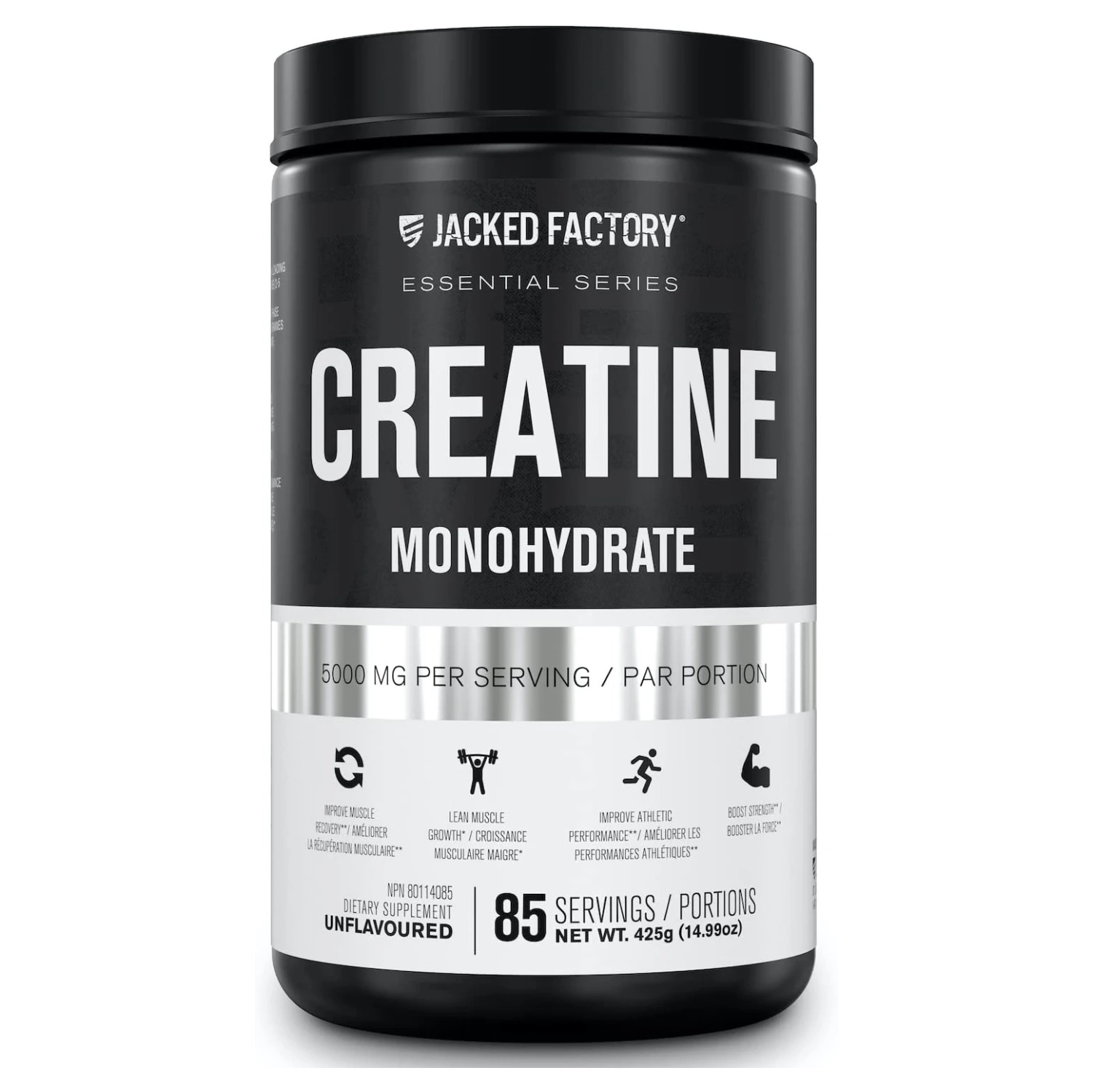 Creatine Monohydrate Powder 425g - Muscle Growth, Strength, Energy - Jacked Factory