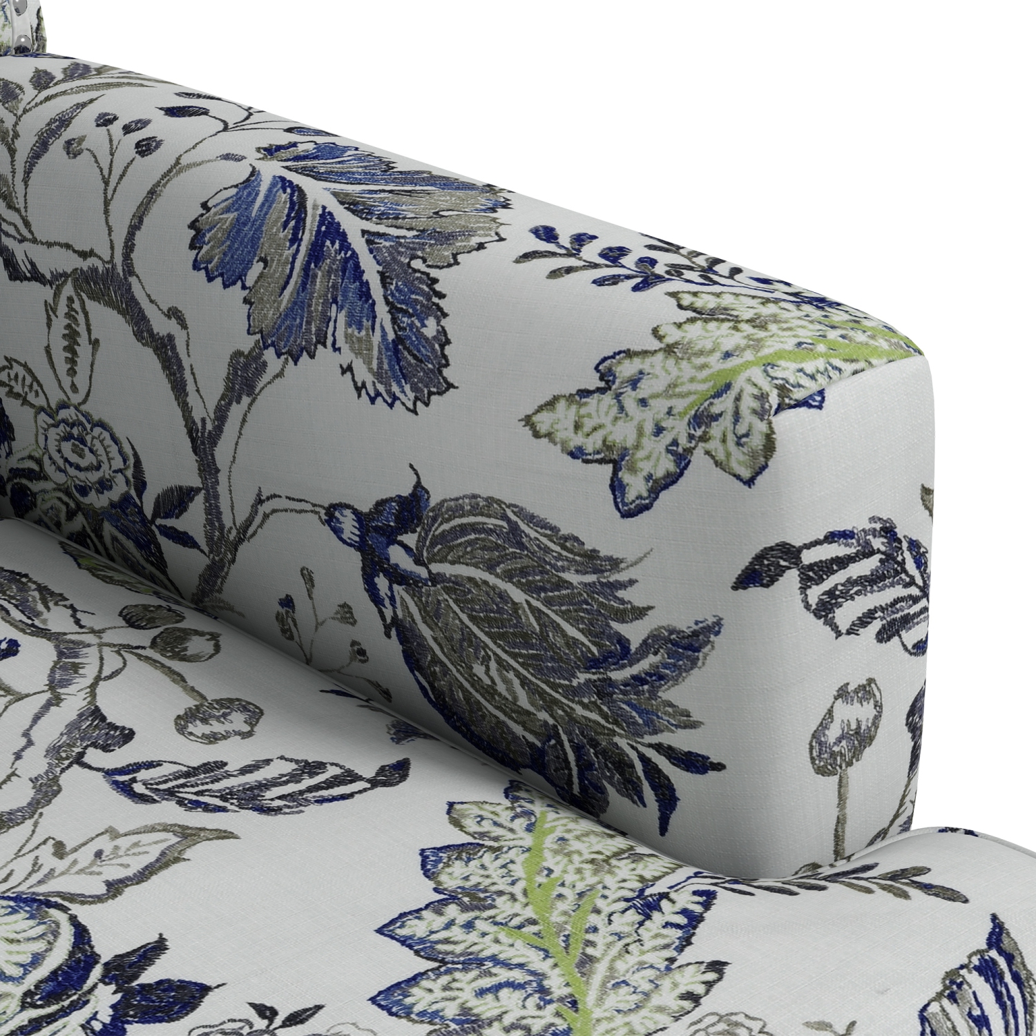 HOMCOM Mid-Century Modern Accent Chair with Floral Pattern and Nailhead Trim, Upholstered Armchair for Bedroom, Fabric Living Room Chair with Wood