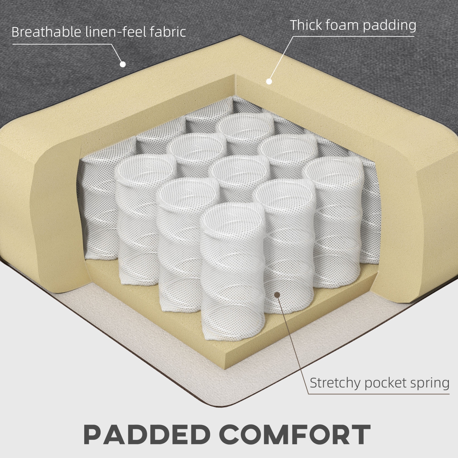 Canapé-lit convertible avec dossier réglable, canapé-lit capitonné à boutons avec pattes en bois pour le salon, la chambre, l'appartement, gris