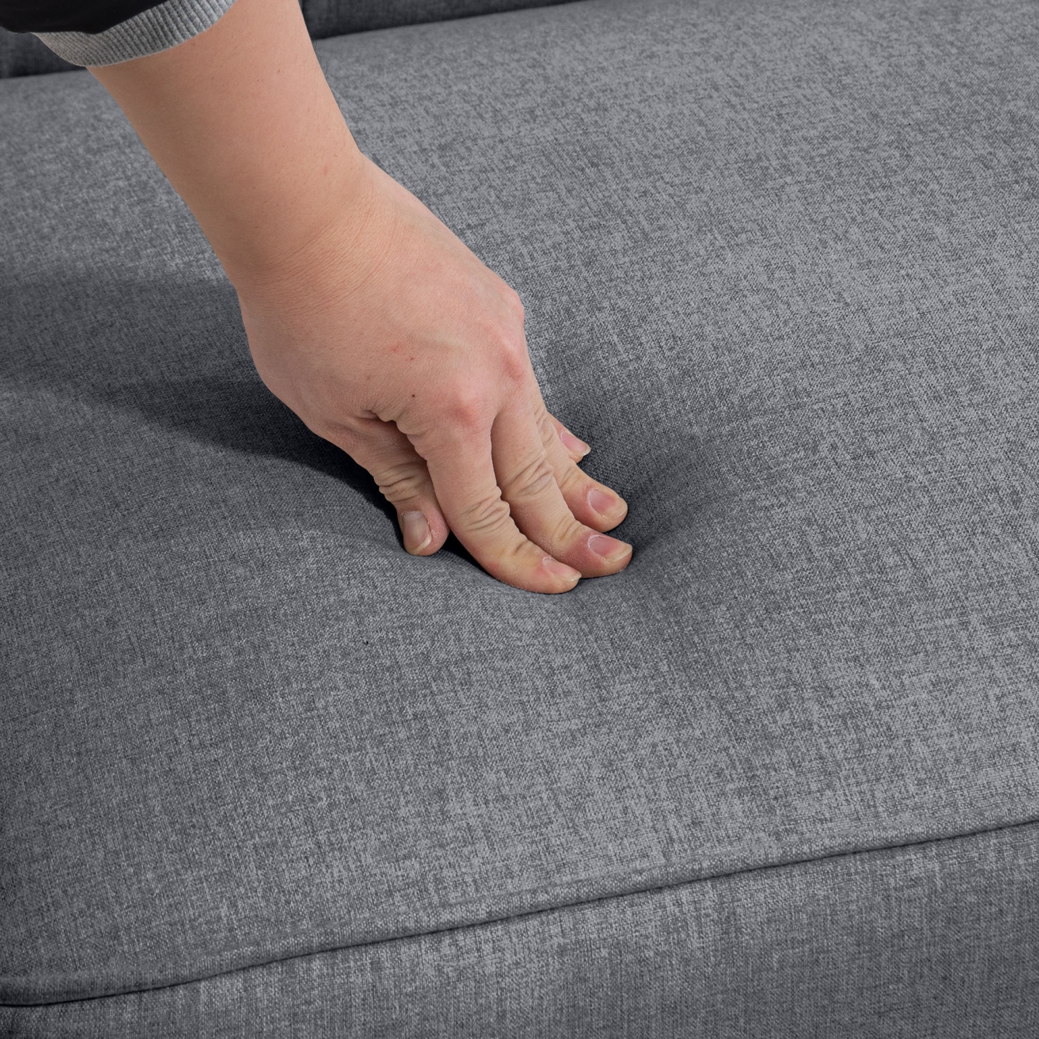 Canapé-lit convertible avec dossier réglable, canapé-lit capitonné à boutons avec pattes en bois pour le salon, la chambre, l'appartement, gris