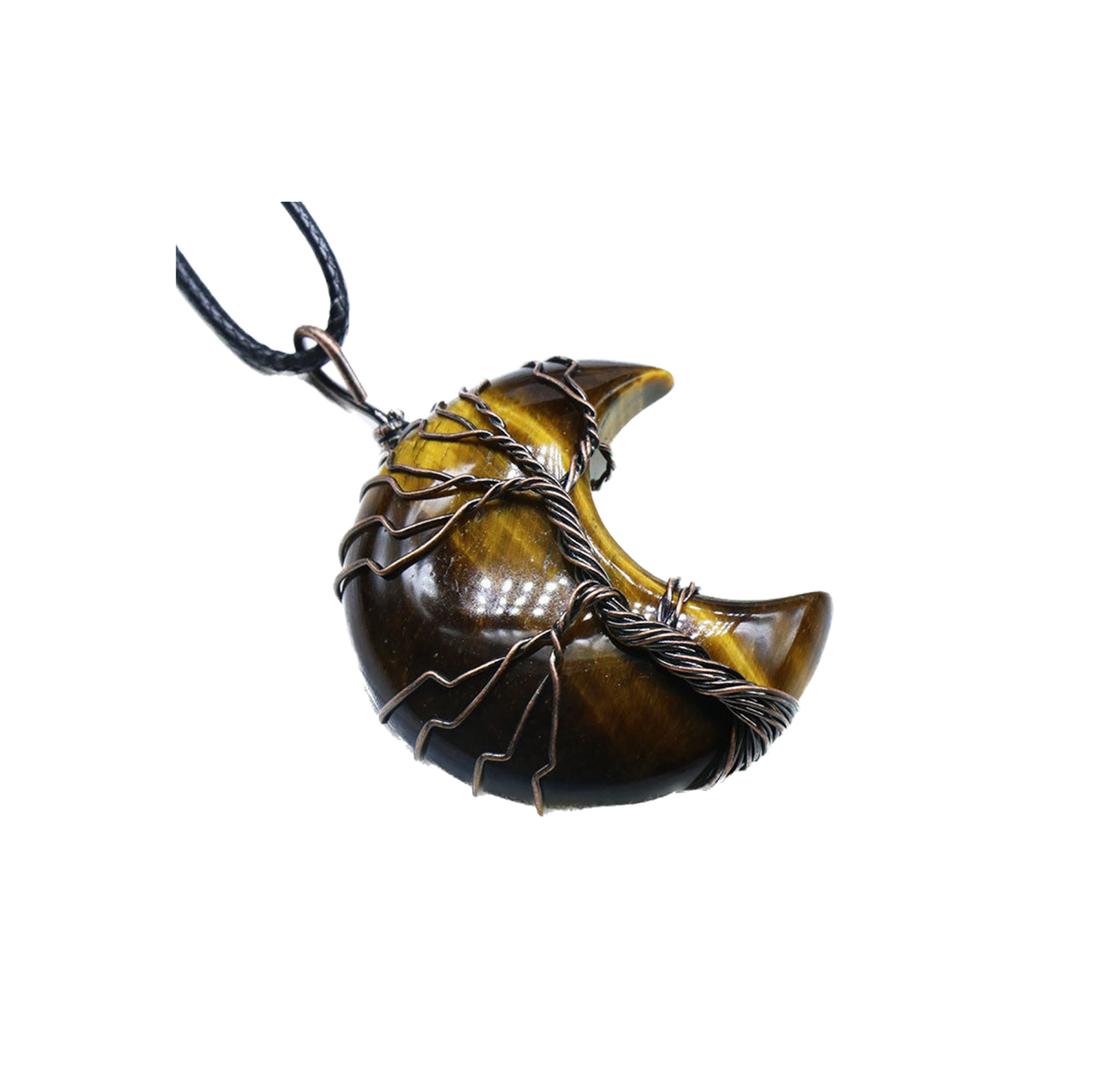 Bonsai Bright Tiger's Eye Polished Pendant Necklace