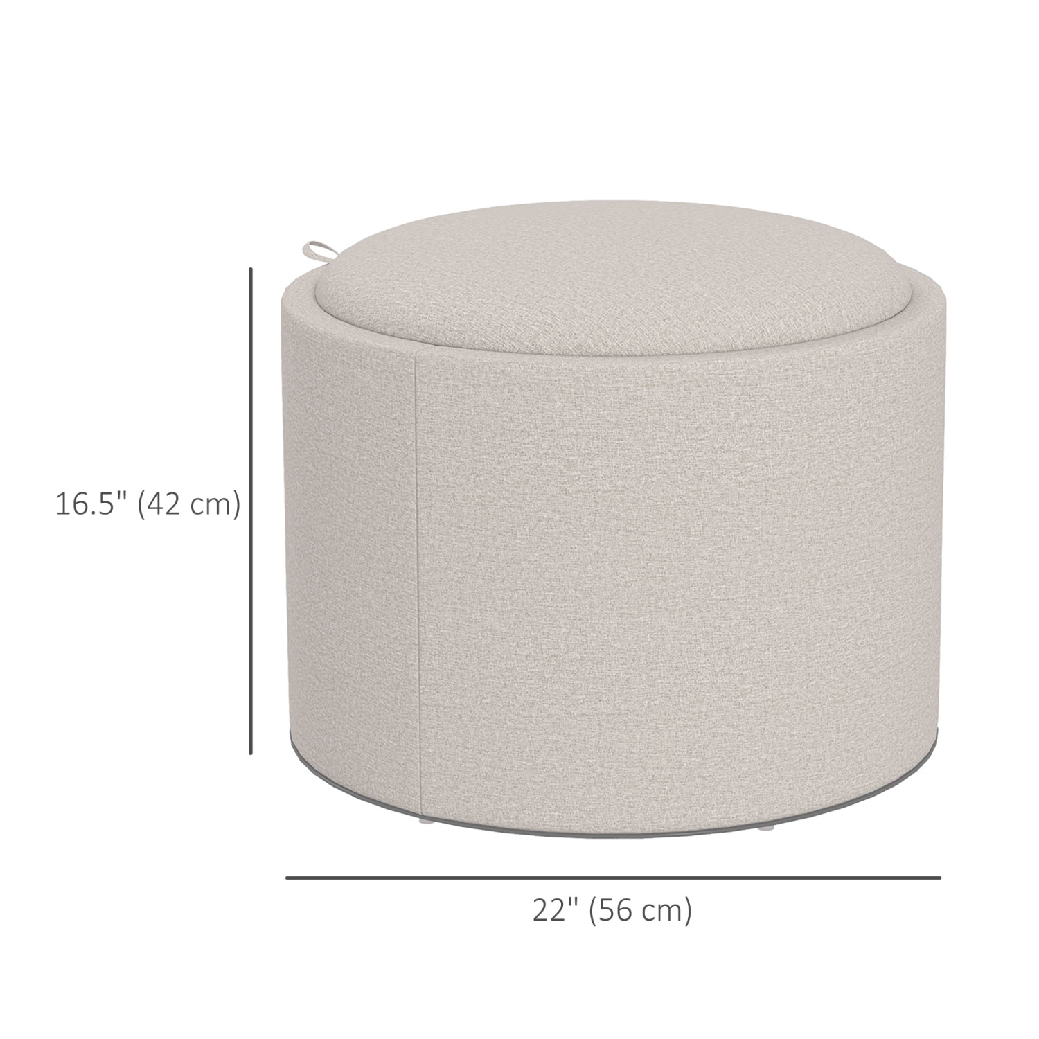HOMCOM – Table basse ronde avec plateau rabattable, table centrale avec rangement dissimulé, repose-pieds en lin pour salon, chambre d'étudiant,