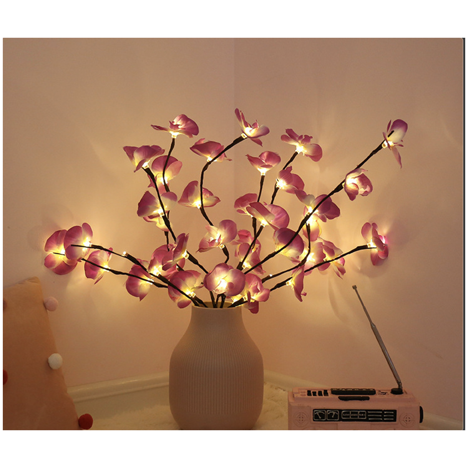 Bonsai – Lampe à DEL en forme de branche de cerisier enchanté avec perles pour la veilleuse d’intérieur