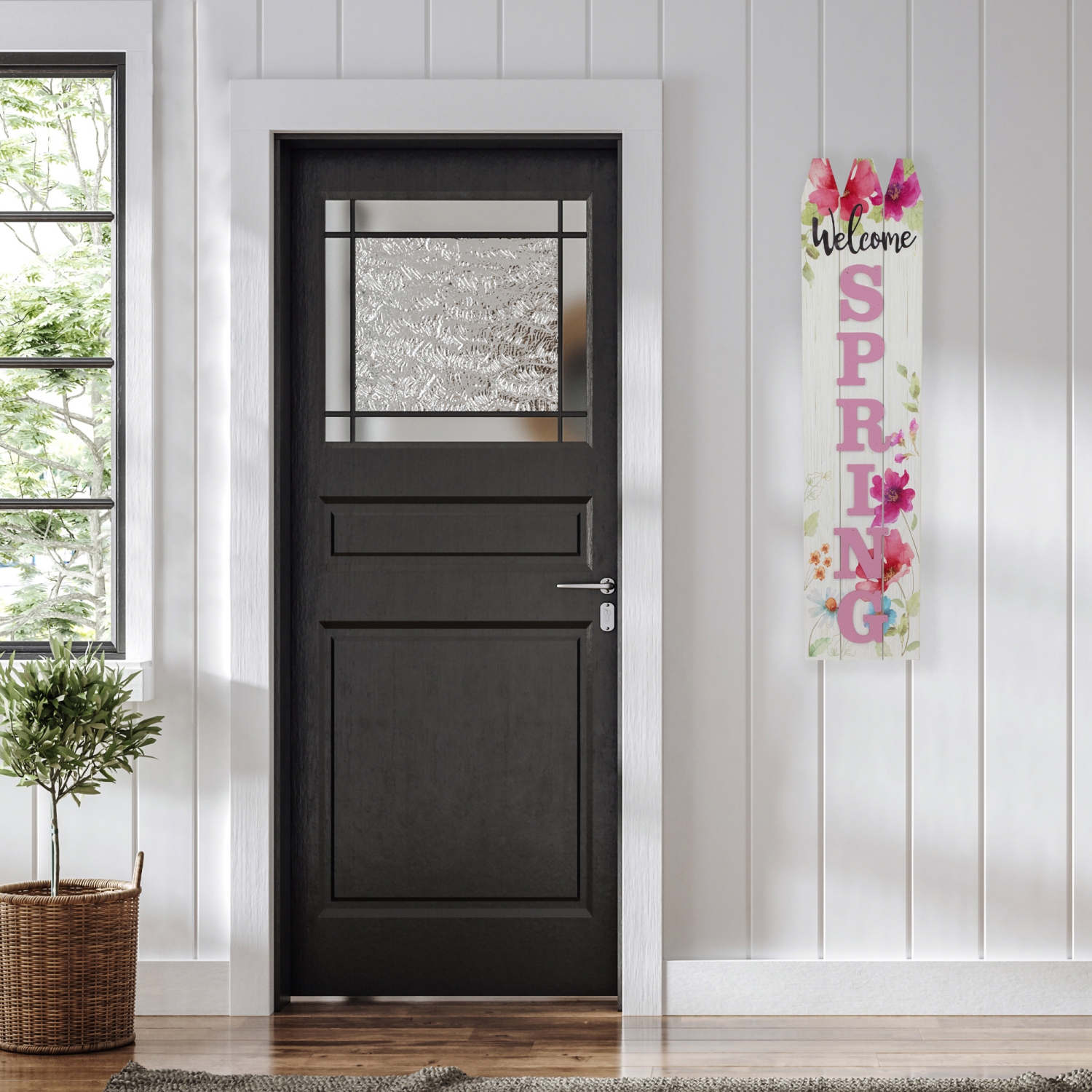 40" Welcome Spring Floral Outdoor Porch Board Sign Decoration