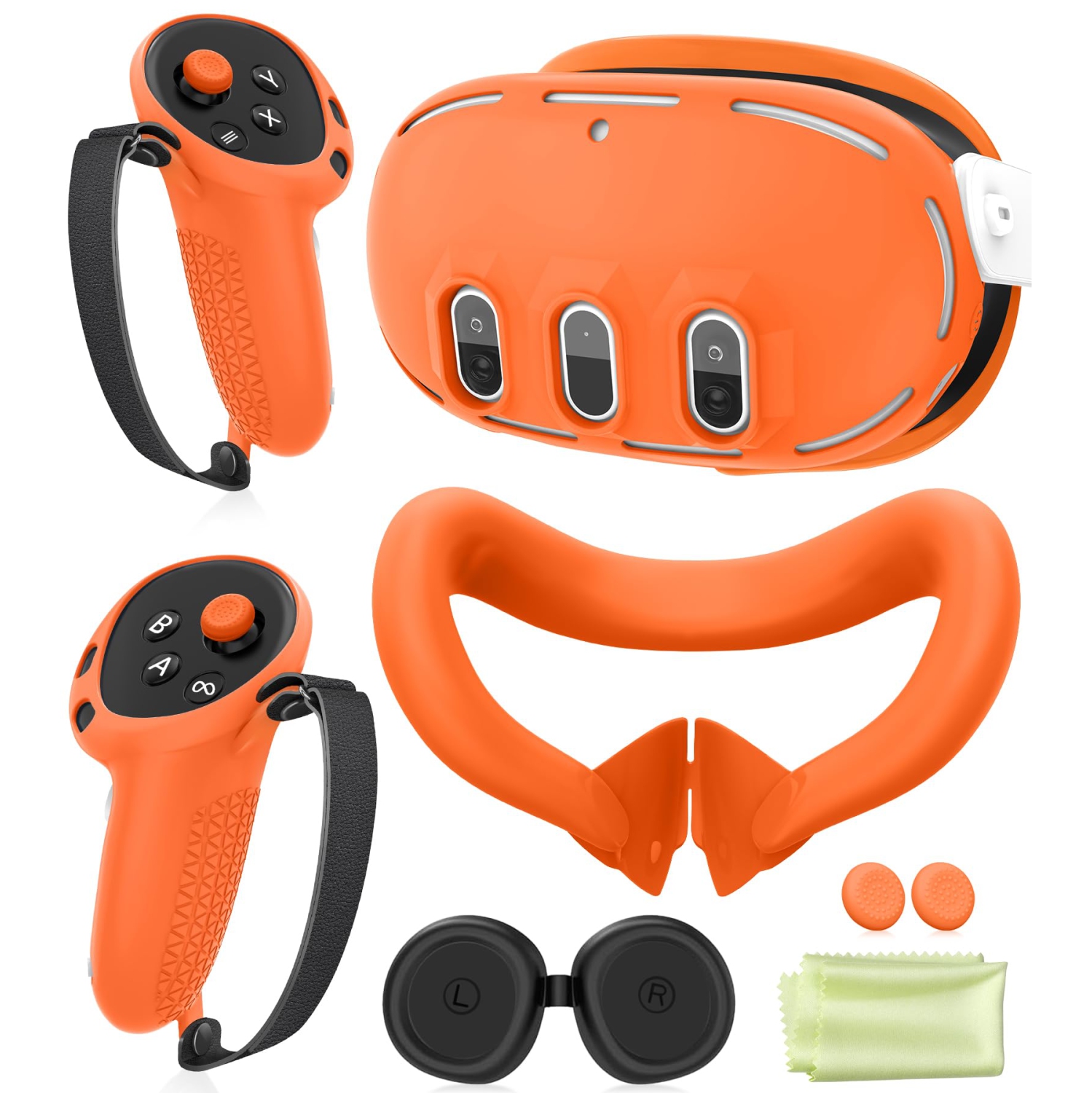 Silicone Cover Set Compatible with Oculus/Meta Quest 3, VR Accessories Protective Cover Includes Controller Grips, Front Shell Headset Cover and Face
