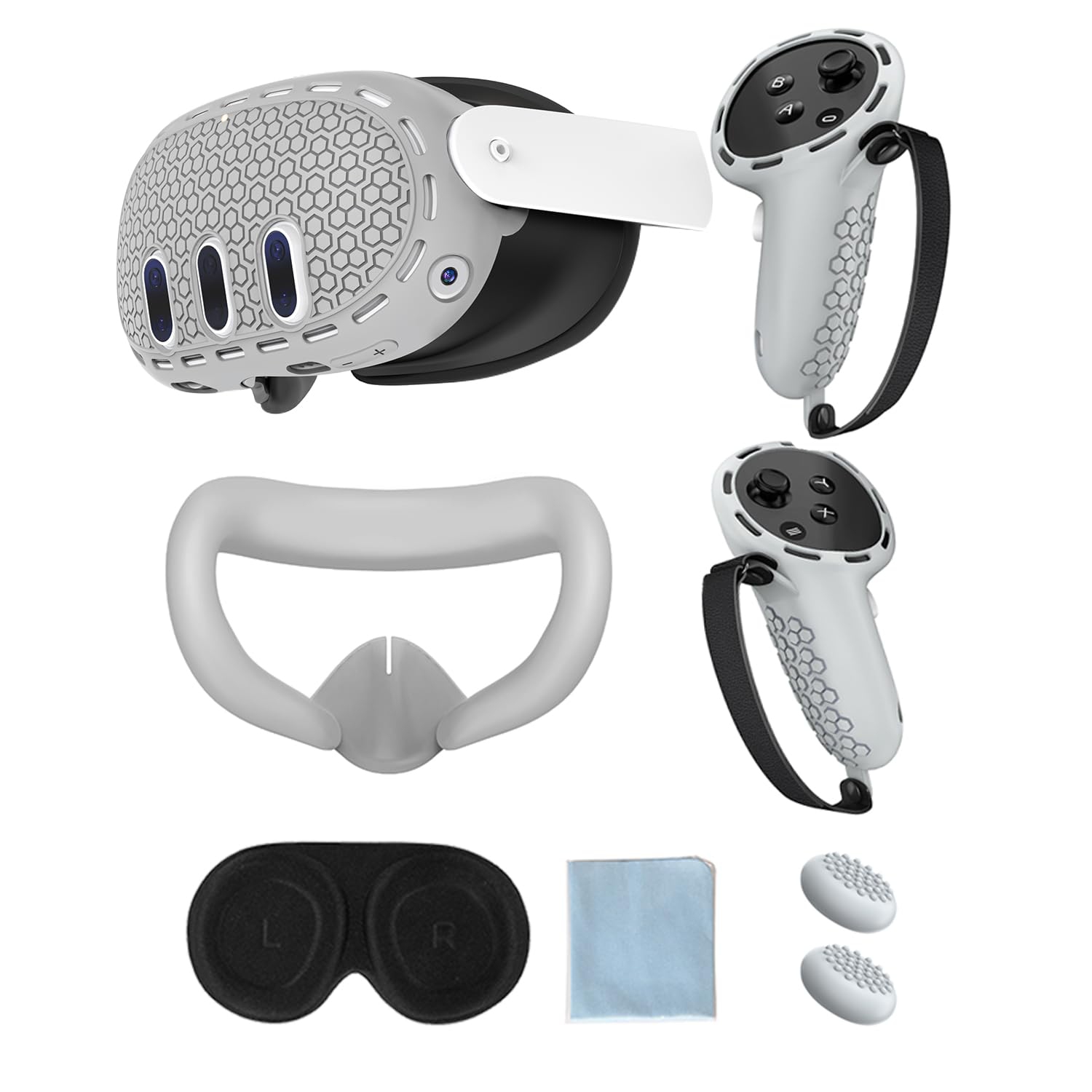Protective Cover for Oculus/Meta Quest 3 Accessories, Silicone Controllers Grip Cover Protector, Soft Shell Skin with Face Cover and Lens Cover by