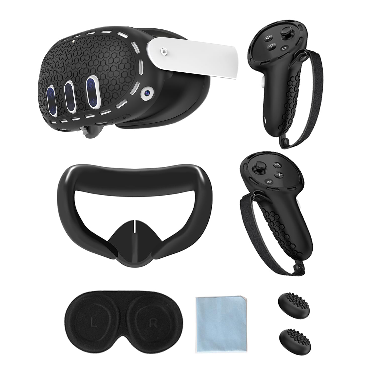 Étui protecteur pour accessoires Oculus/Meta Quest 3, protecteur de couvercle de manette en silicone, habillage souple avec couvre-visage et