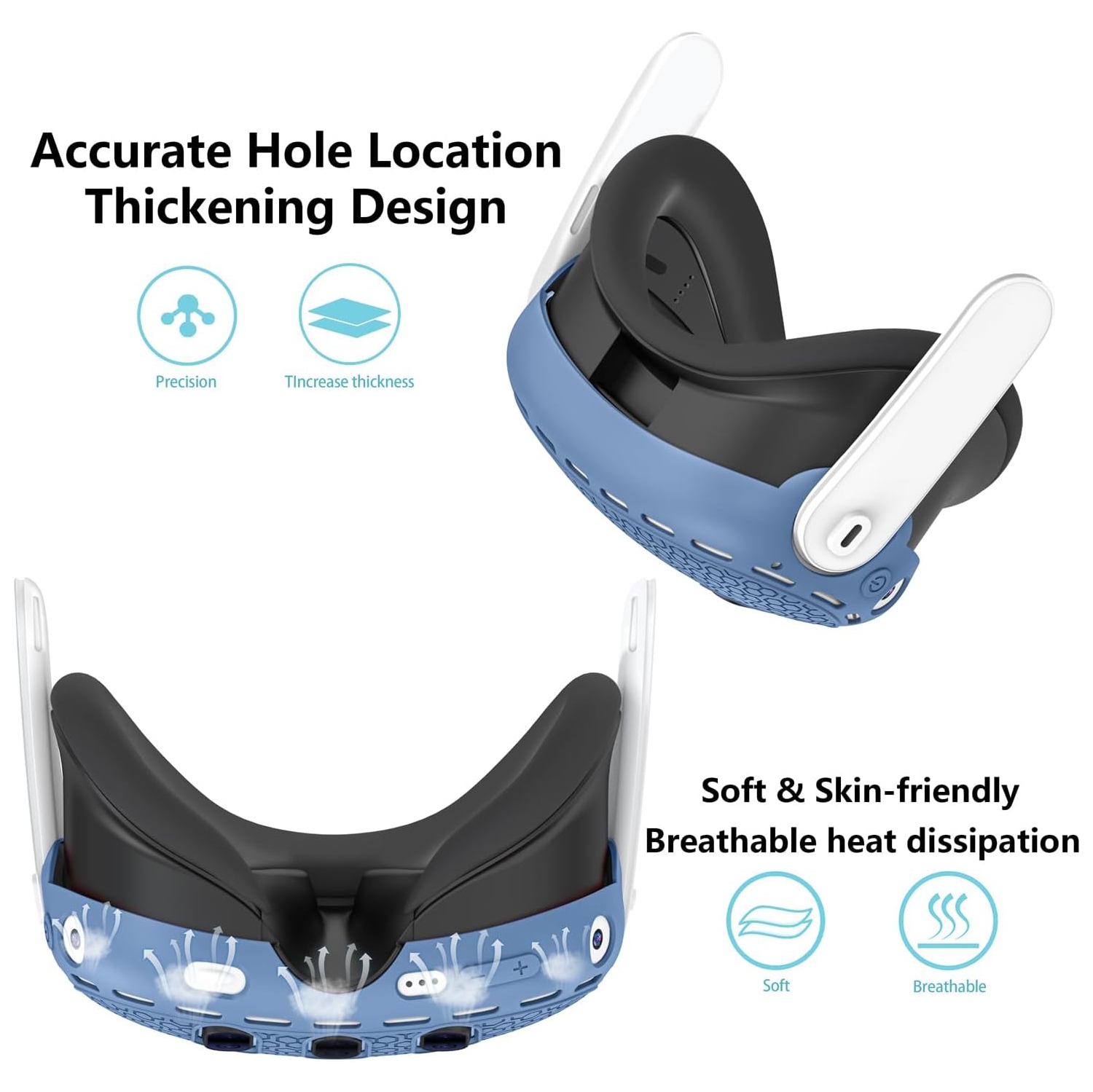 Protective Cover for Oculus/Meta Quest 3 Accessories, Silicone Controllers Grip Cover Protector, Soft Shell Skin with Face Cover and Lens Cover by