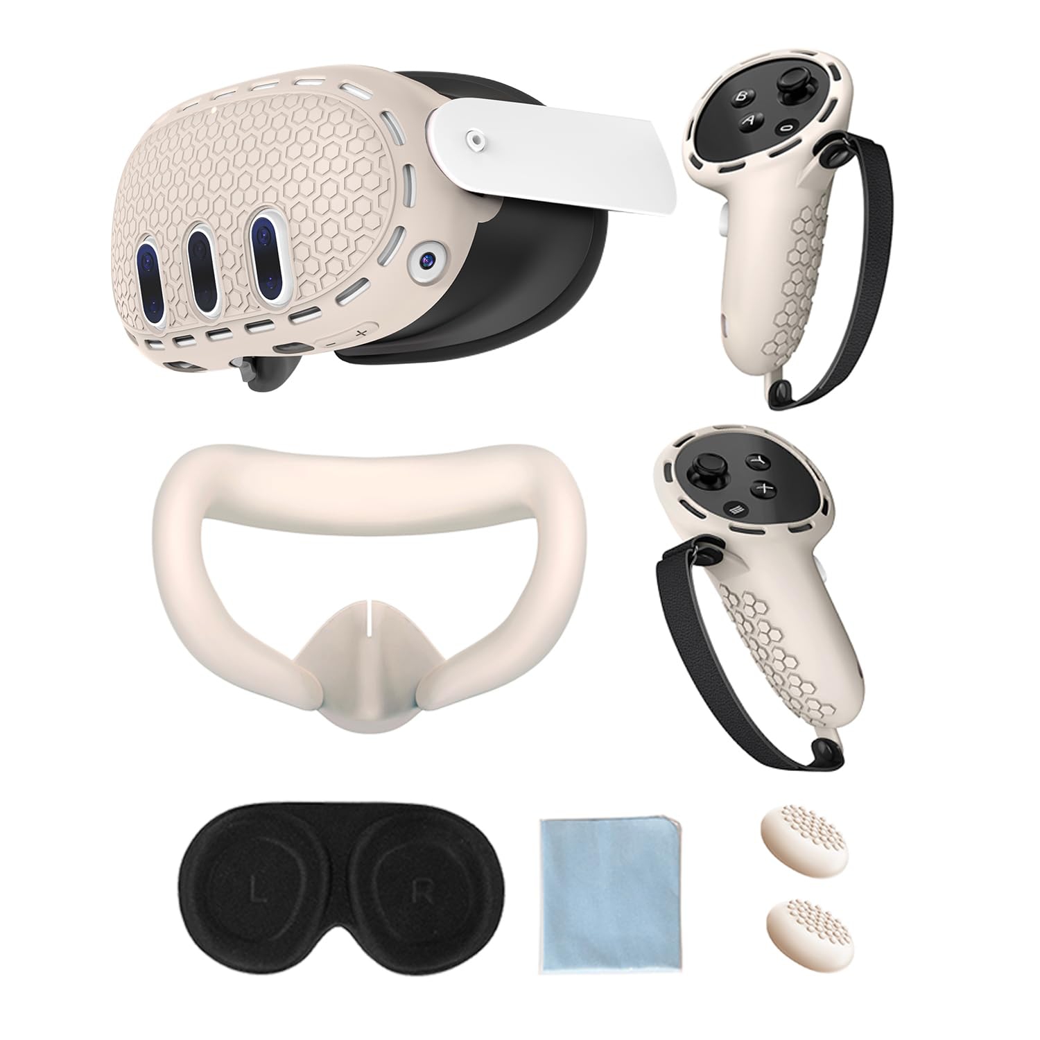 Protective Cover for Oculus/Meta Quest 3 Accessories, Silicone Controllers Grip Cover Protector, Soft Shell Skin with Face Cover and Lens Cover by