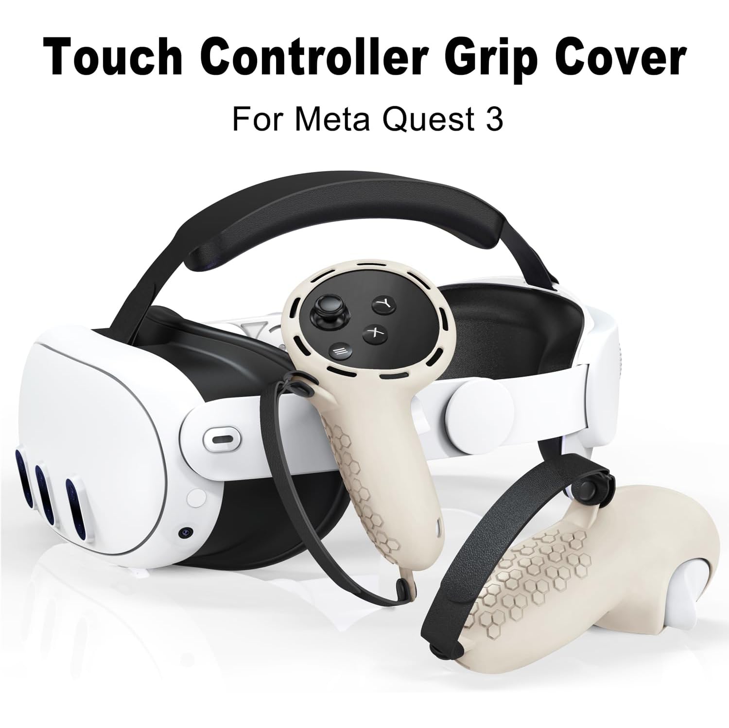 Protective Cover for Oculus/Meta Quest 3 Accessories, Silicone Controllers Grip Cover Protector, Soft Shell Skin with Face Cover and Lens Cover by