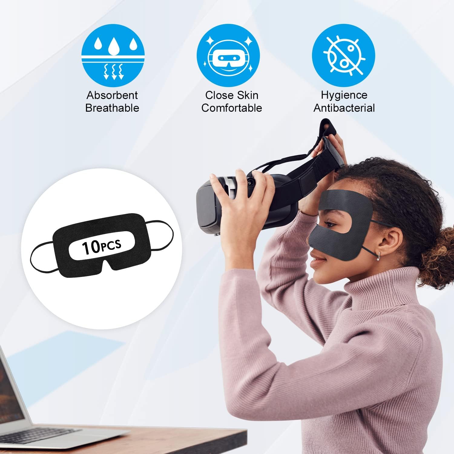 Oculus Quest 2, VR Accessory Set for Meta Quest 2, Include Controller Grip Leather Cover, VR Shell Cover, Face Cover, Lens Cover and Disposable Eye