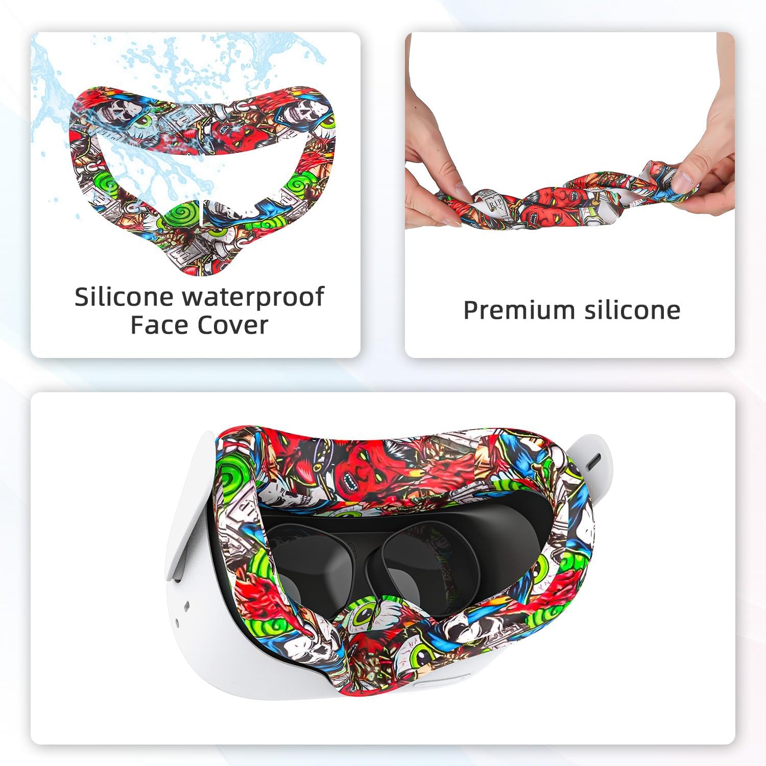 Oculus Quest 2, Protective Cover Accessories for Oculus Quest 2, Silicone Face Cover, VR Shell Cover, Controller Handle Cover, Lens Protection