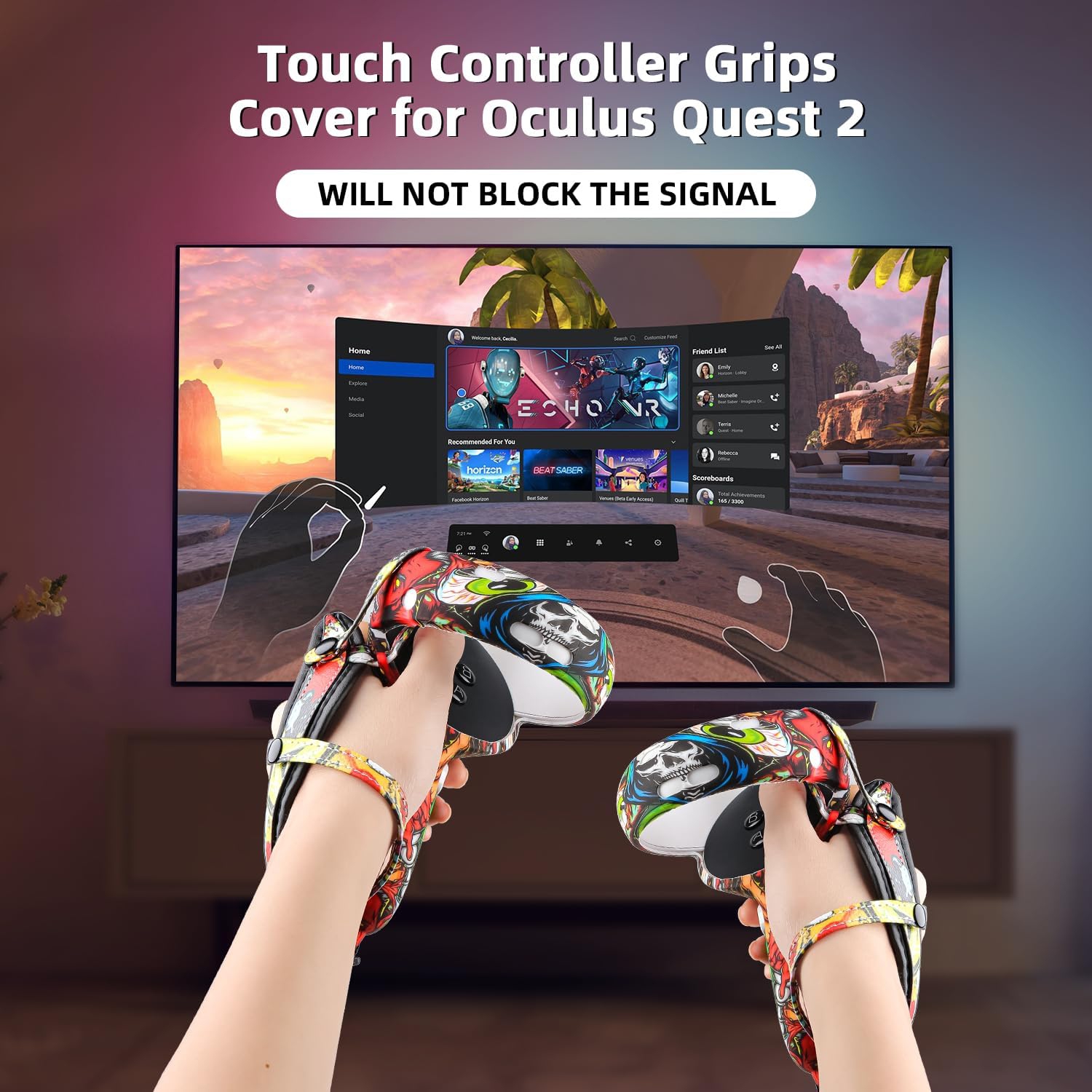 Oculus Quest 2, Protective Cover Accessories for Oculus Quest 2, Silicone Face Cover, VR Shell Cover, Controller Handle Cover, Lens Protection