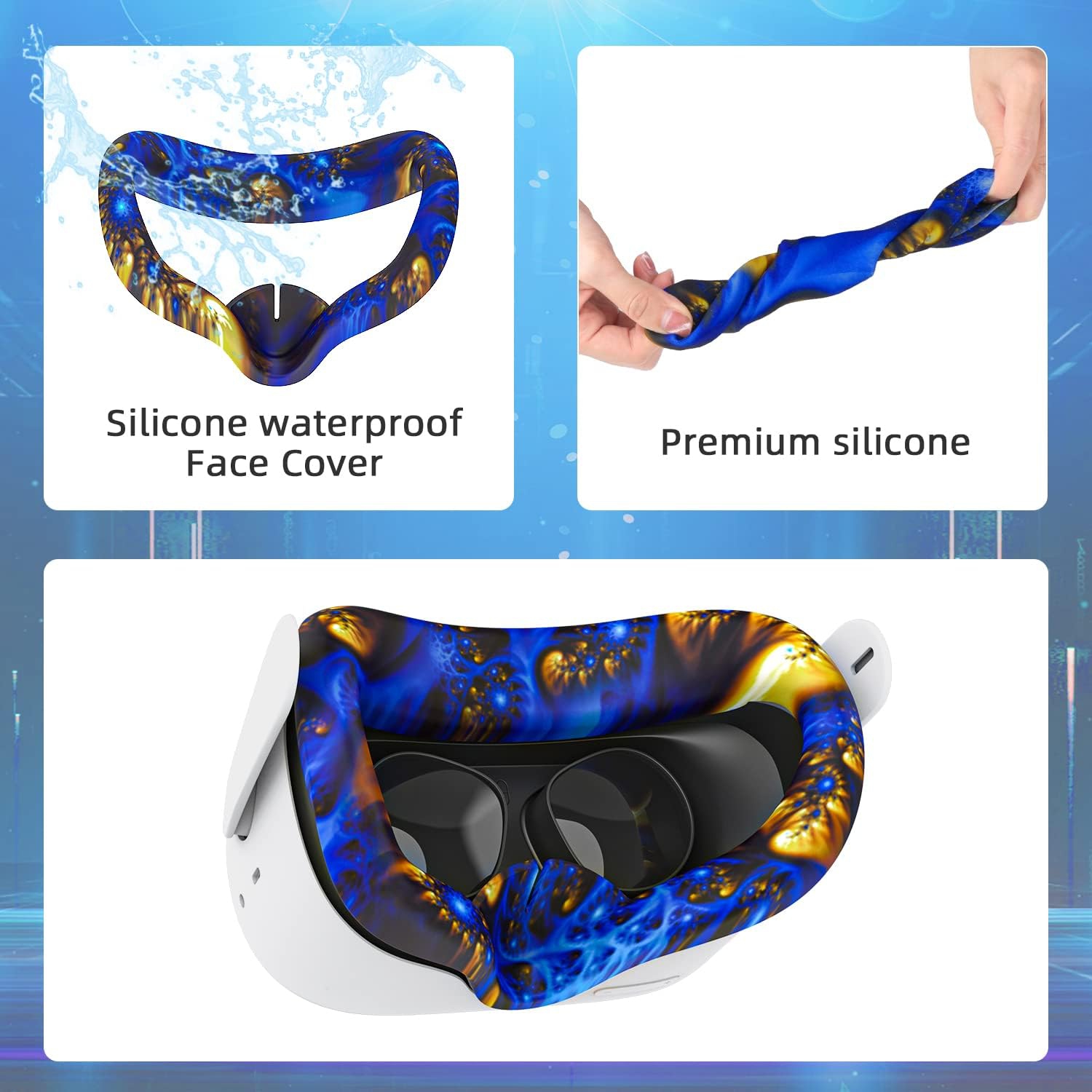 Oculus Quest 2 Accessories, Accessory Set for Meta Quest 2, Include Silicone Face Cover, Controller Grip Cover, VR Shell Cover, Lens Cover and 10PCS