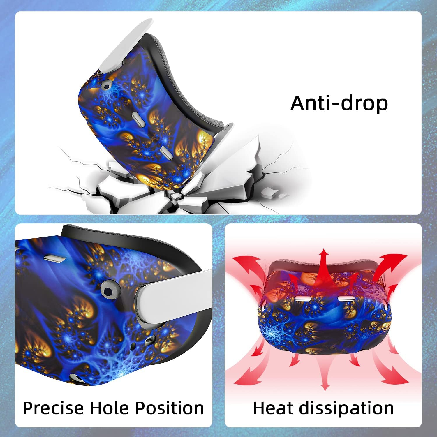 Oculus Quest 2 Accessories, Accessory Set for Meta Quest 2, Include Silicone Face Cover, Controller Grip Cover, VR Shell Cover, Lens Cover and 10PCS