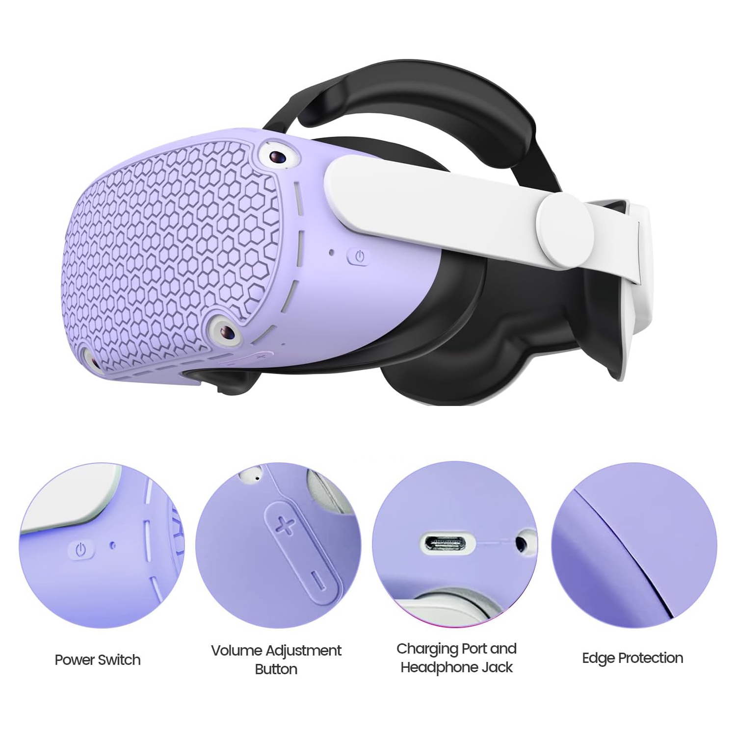 Protective Cover for Oculus/Meta Quest 2 Accessories, Silicone Controllers Grip Cover Protector, Soft Shell Skin with Face Cover and Lens Cover by