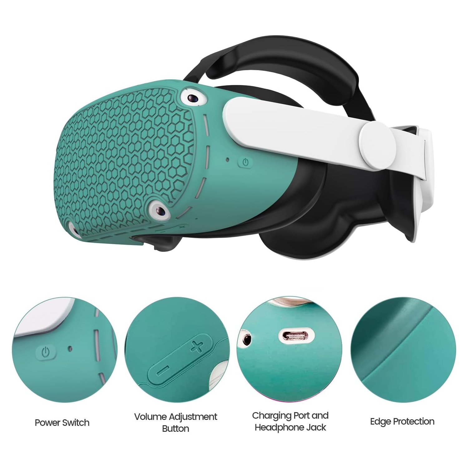 Protective Cover for Oculus/Meta Quest 2 Accessories, Silicone Controllers Grip Cover Protector, Soft Shell Skin with Face Cover and Lens Cover by