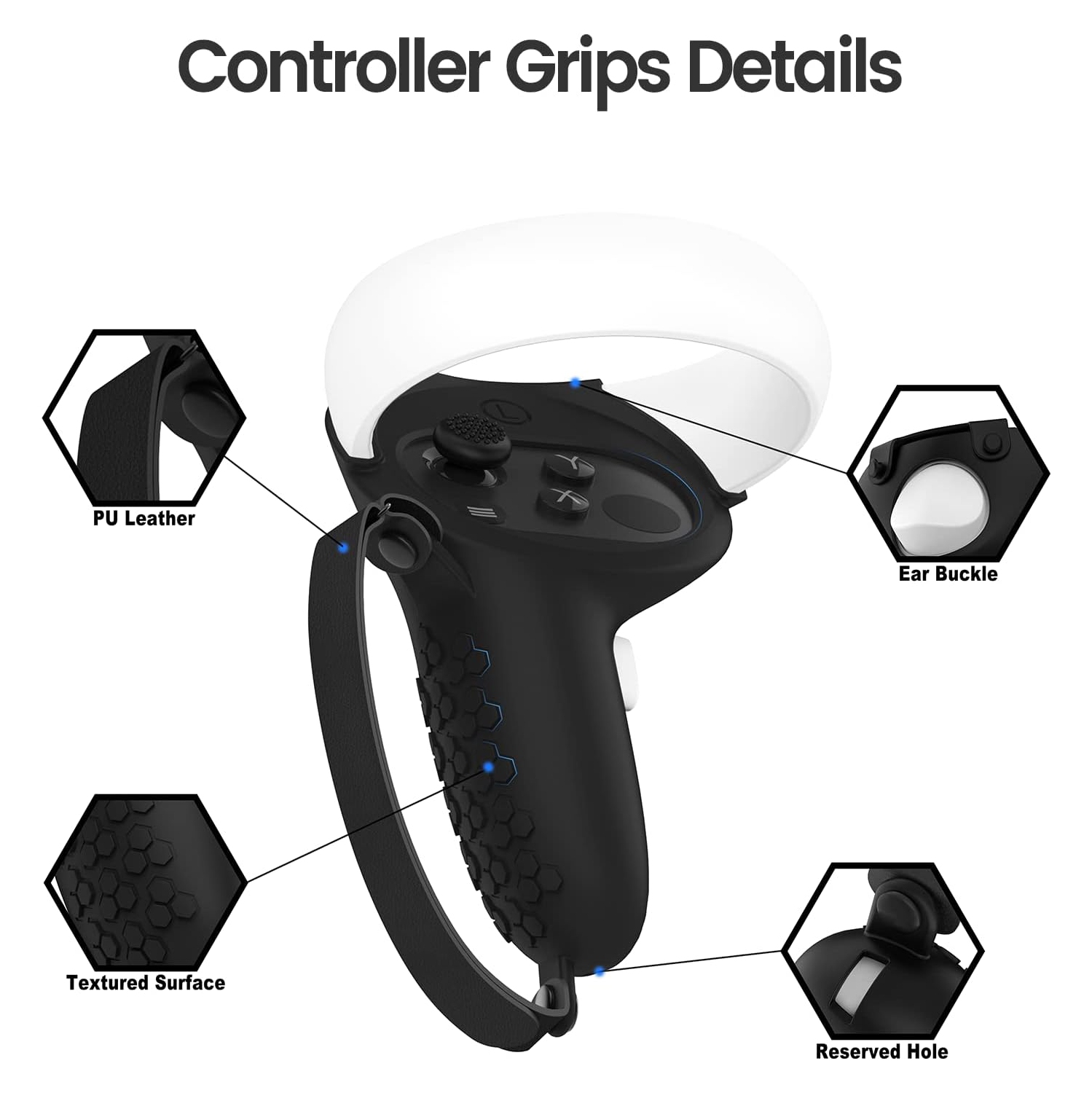 Protective Cover for Oculus/Meta Quest 2 Accessories, Silicone Controllers Grip Cover Protector, Soft Shell Skin with Face Cover and Lens Cover by