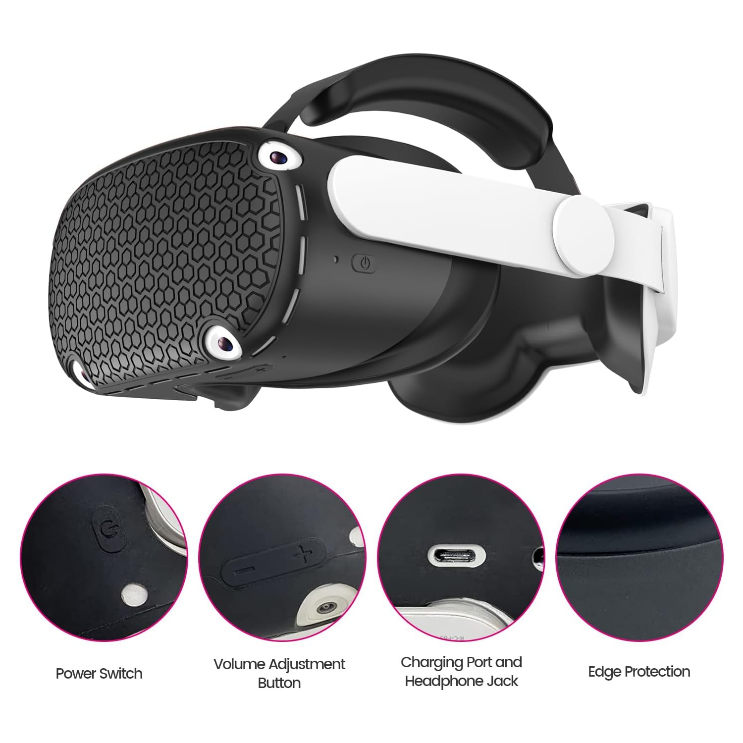 Protective Cover for Oculus/Meta Quest 2 Accessories, Silicone Controllers Grip Cover Protector, Soft Shell Skin with Face Cover and Lens Cover by