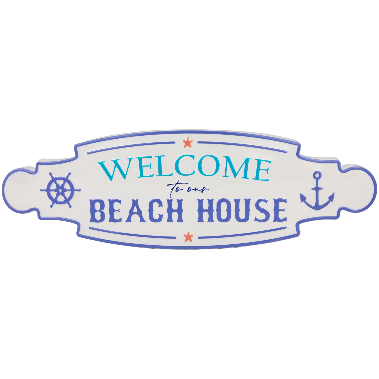 Affiche murale en métal « Welcome To Our Beach House », 25,25 po