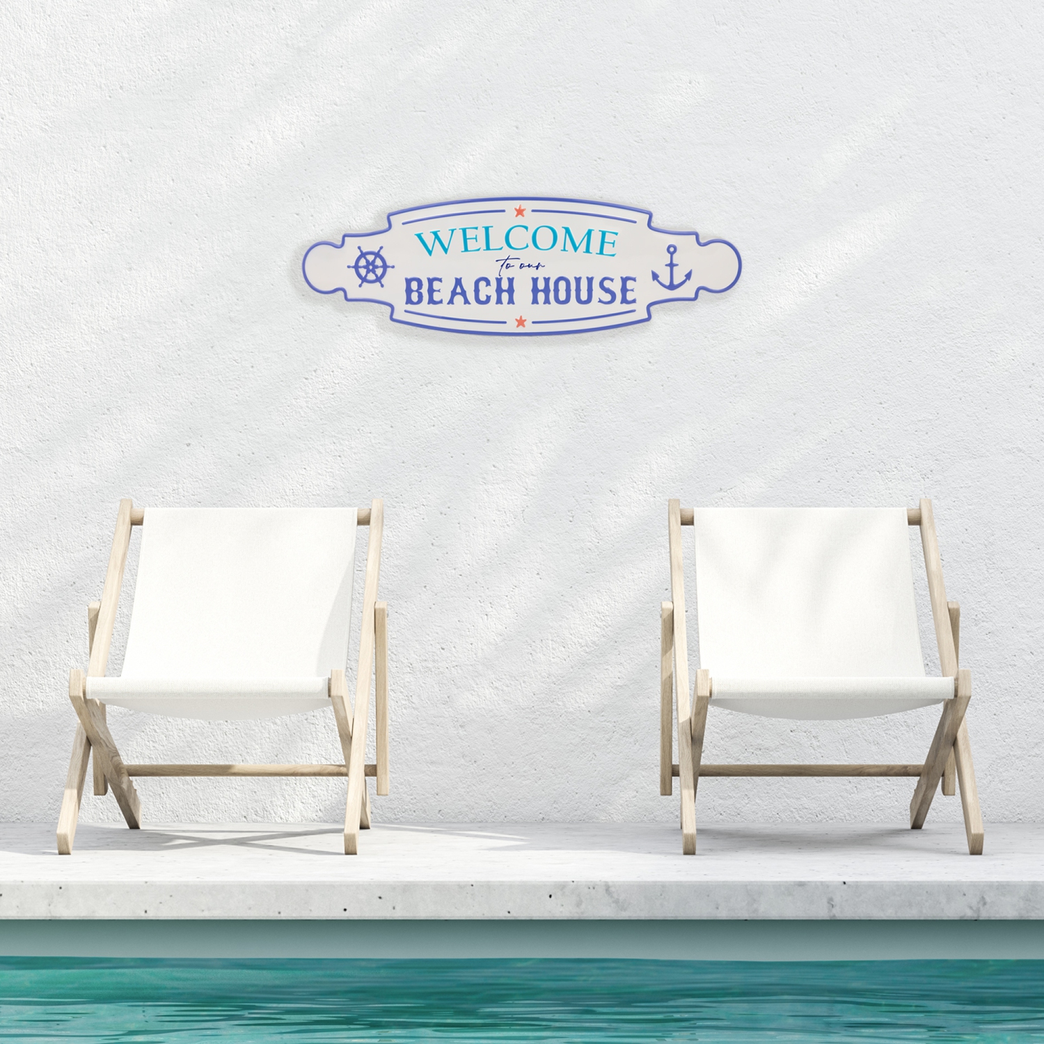 Affiche murale en métal « Welcome To Our Beach House », 25,25 po