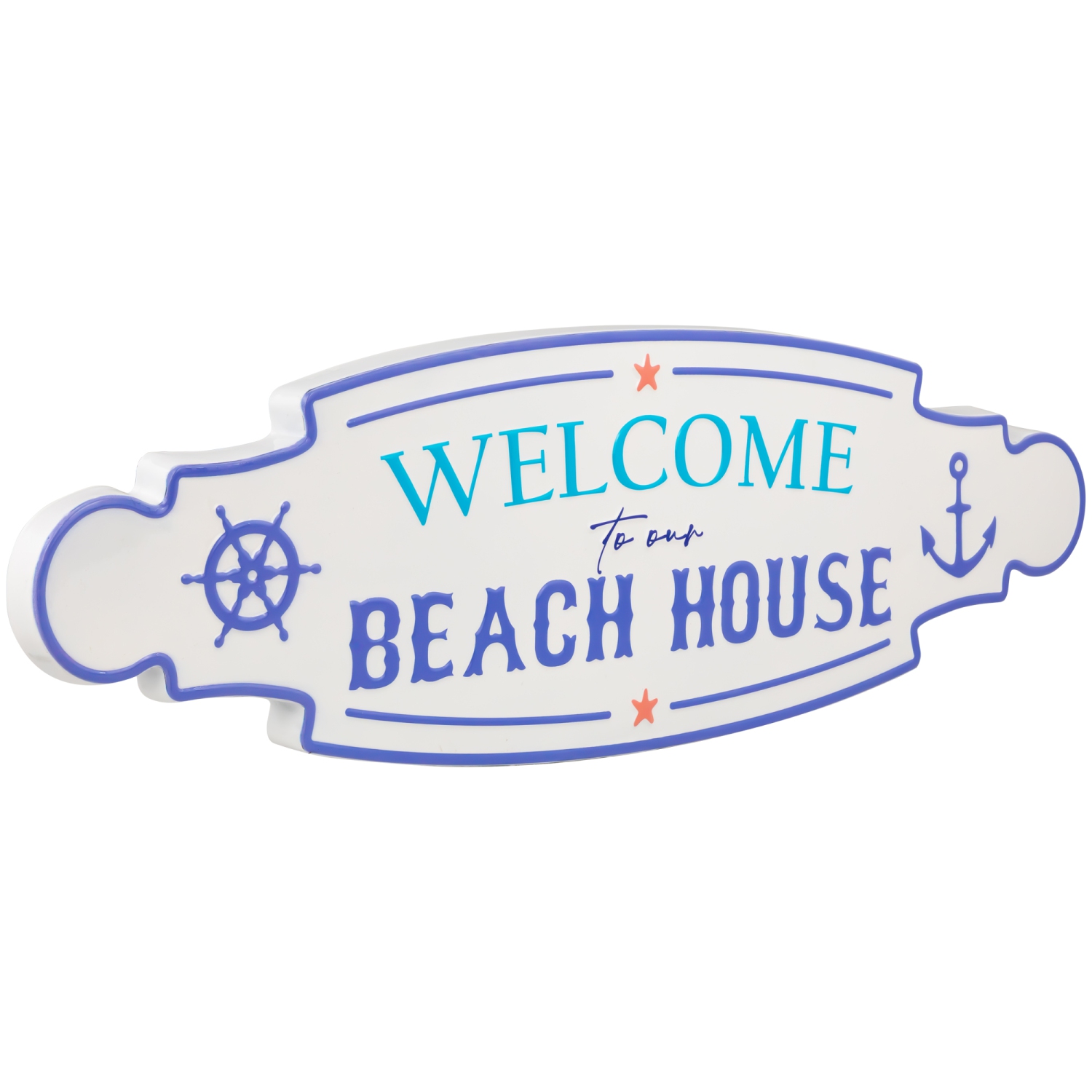 Affiche murale en métal « Welcome To Our Beach House », 25,25 po