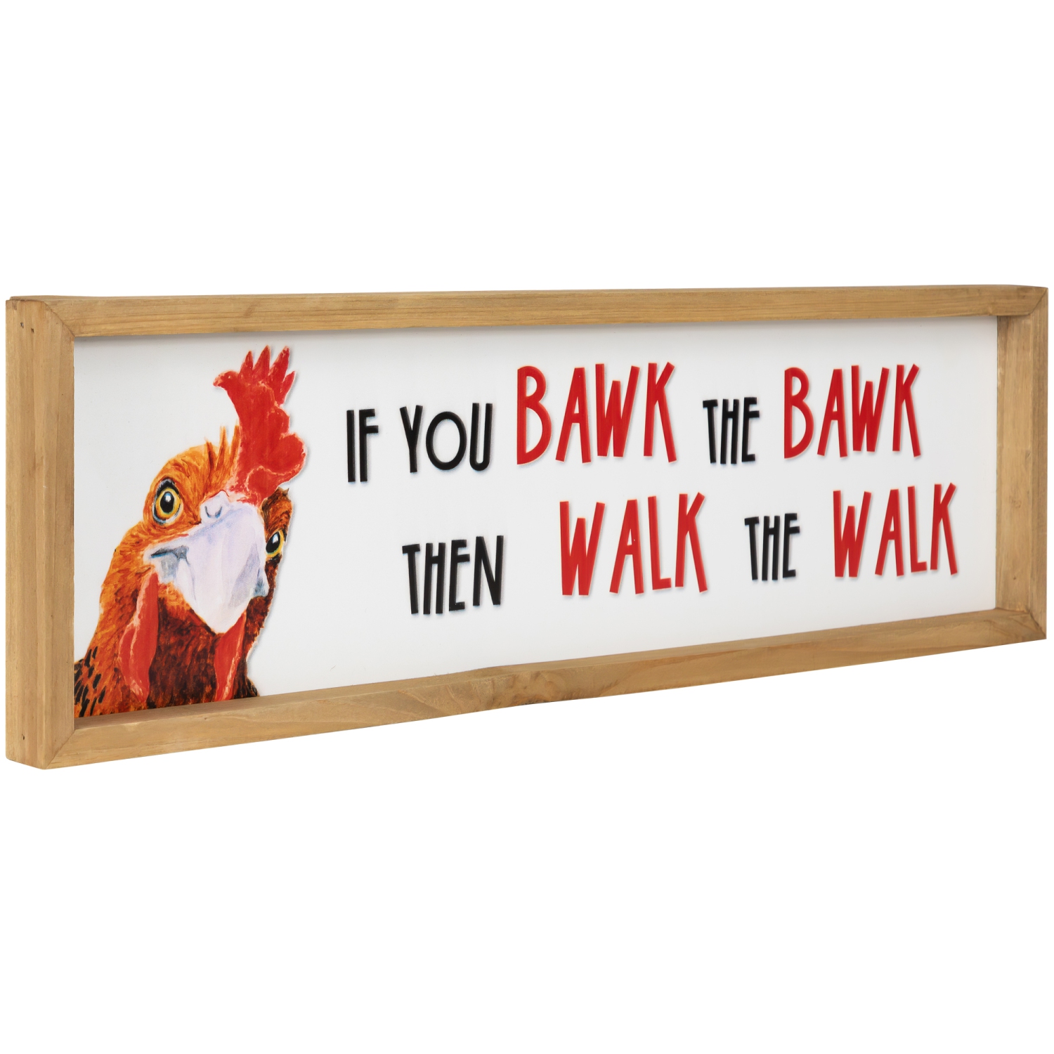 Affiche murale en métal encadrée «&nbsp;Bawk and Walk Rooster&nbsp;» - 19,75&nbsp;po