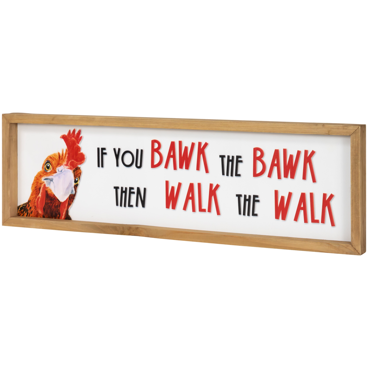 Affiche murale en métal encadrée «&nbsp;Bawk and Walk Rooster&nbsp;» - 19,75&nbsp;po