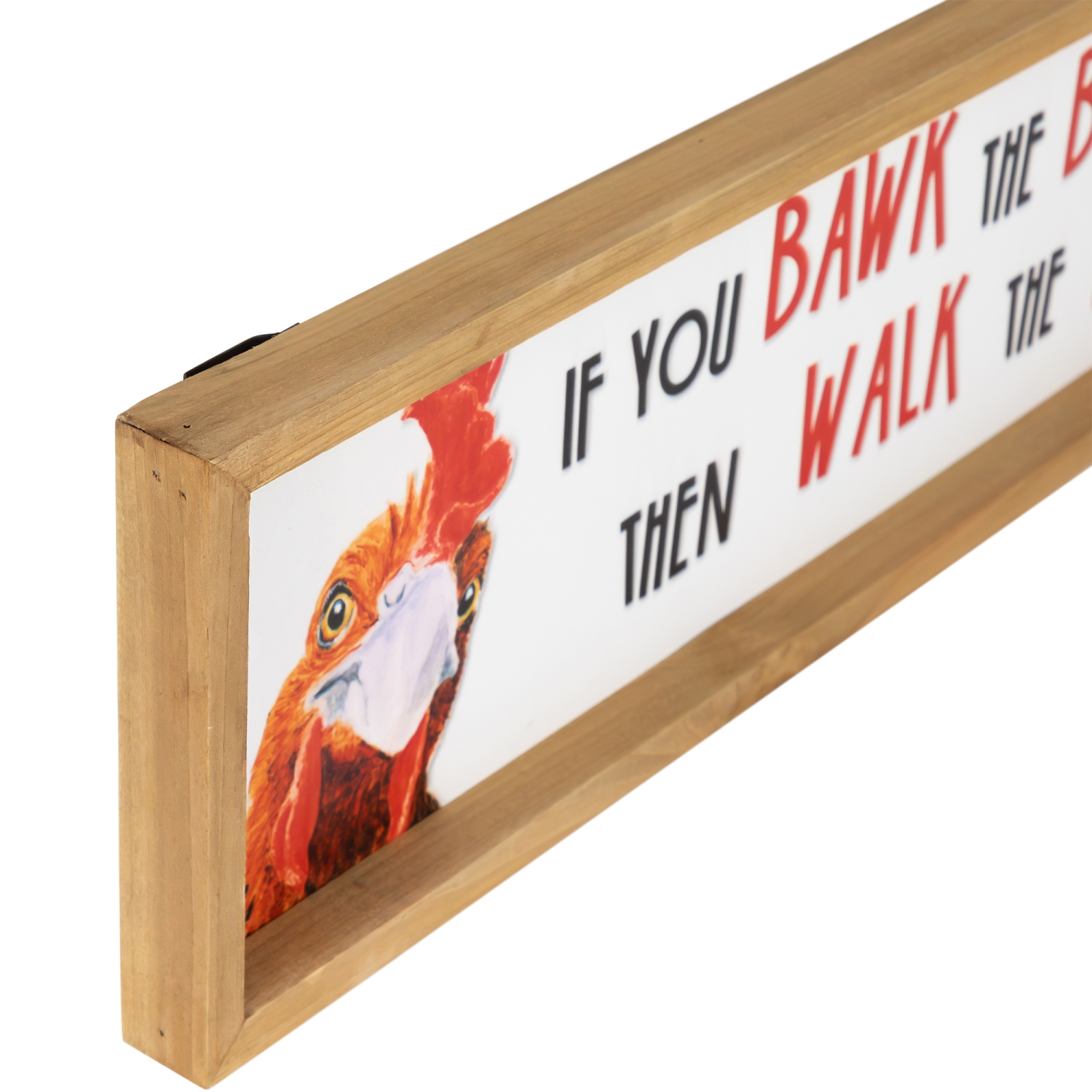 Affiche murale en métal encadrée «&nbsp;Bawk and Walk Rooster&nbsp;» - 19,75&nbsp;po
