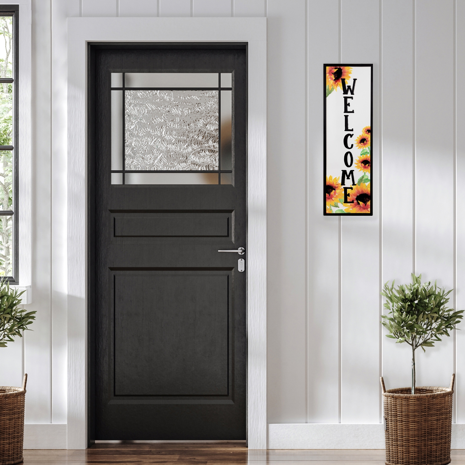 Affiche murale en métal Sunflower Welcome - 23 po